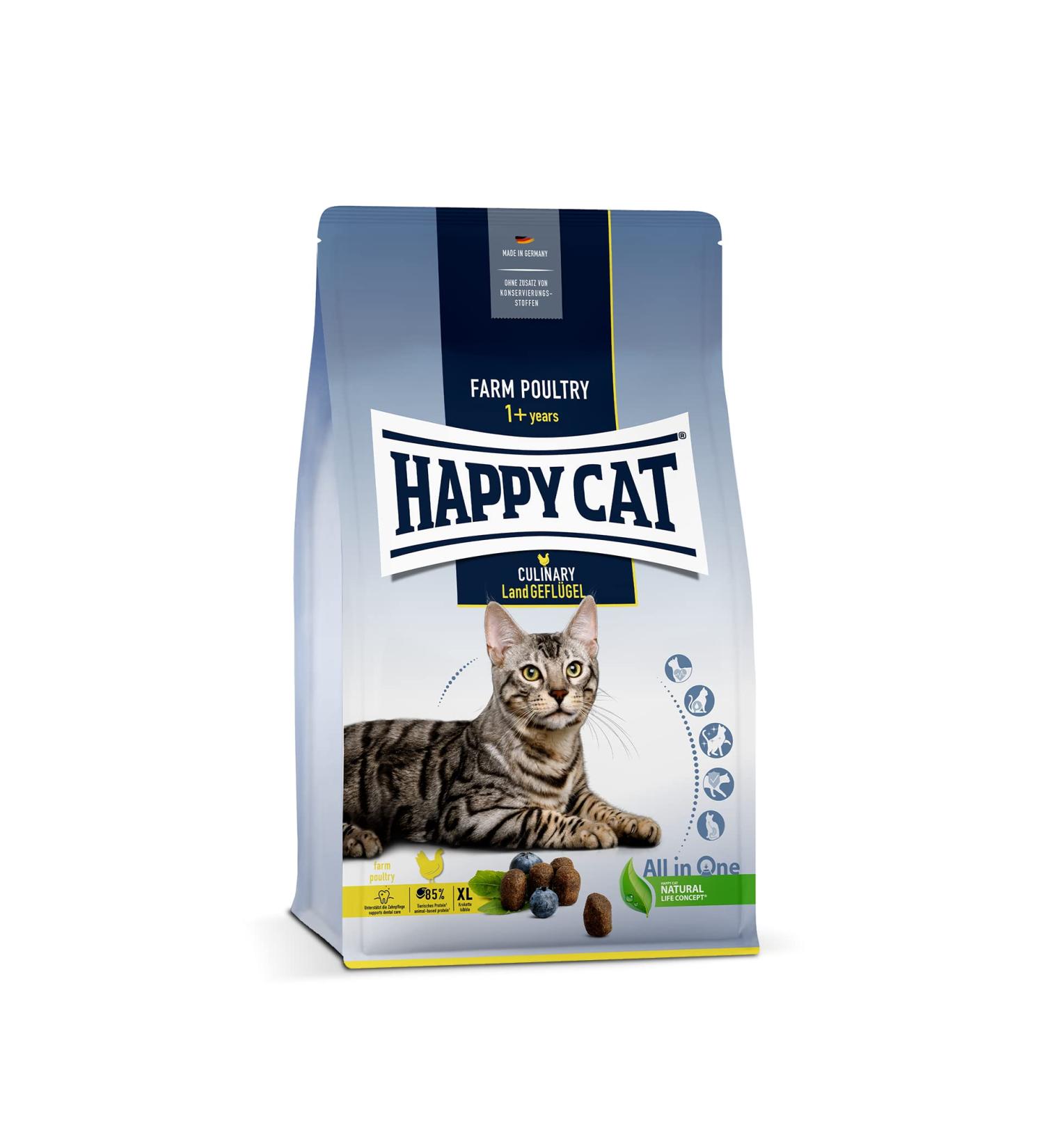 Happy Cat 70569 Culinary Adult Land Poultry - Premium Dry Cat Food for Adults - 1.3 kg (1 Pack) - Ideal for Healthy Cats & Hangover Relief - Buy Online on SooperMarket.com