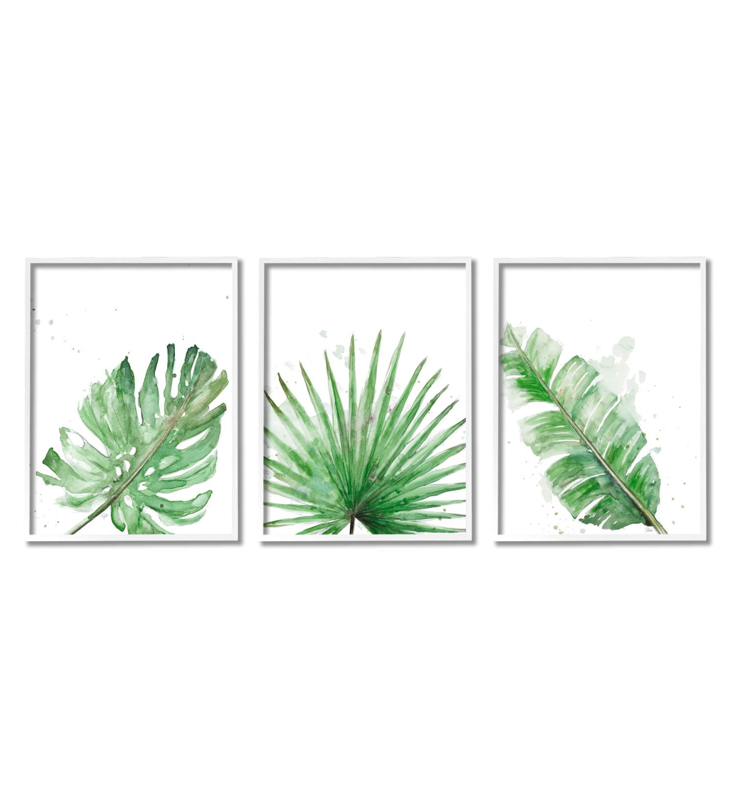 Stupell Industries Green Leaves Modern Tropical Palm Fans White Framed Wall Art White Framed Green - Buy Online on SooperMarket.com