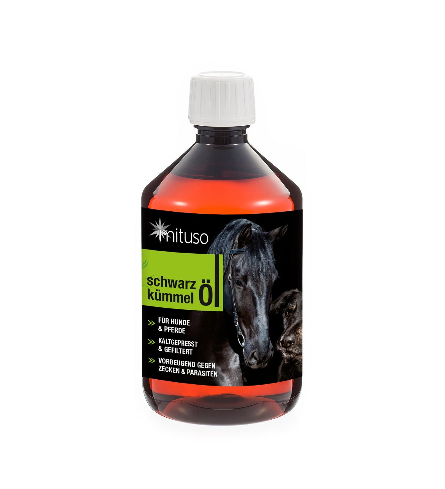 Mituso Black Cumin Oil 500ml for Dogs & Horses - 100% Pure Cold-Pressed Natural Coat Care - Buy Online on SooperMarket.com