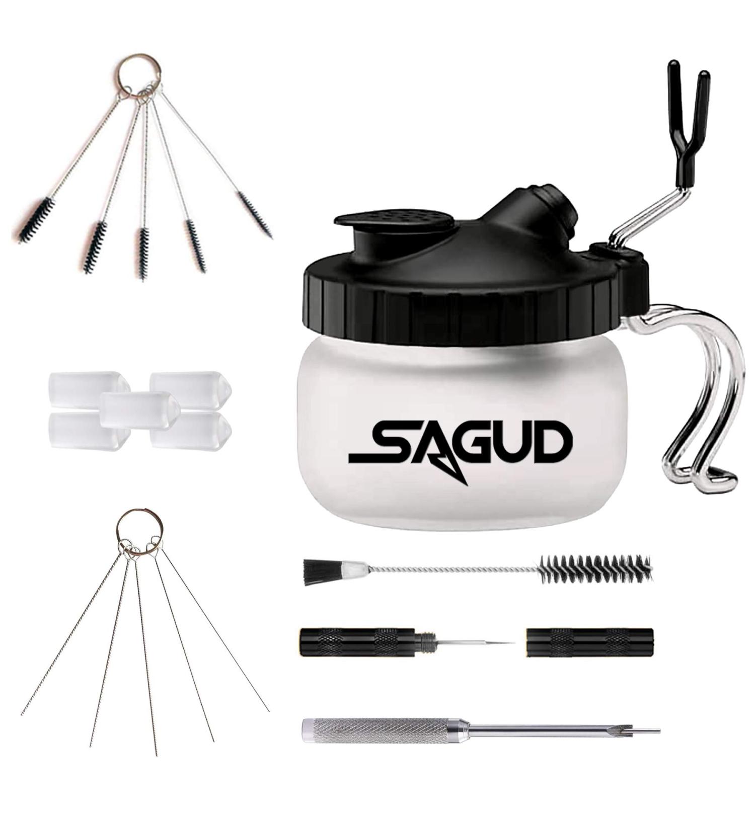 SAGUD 19-Piece Airbrush Cleaning Kit with Glass Cleaning Pot and Accessories - Buy Online on SooperMarket.com