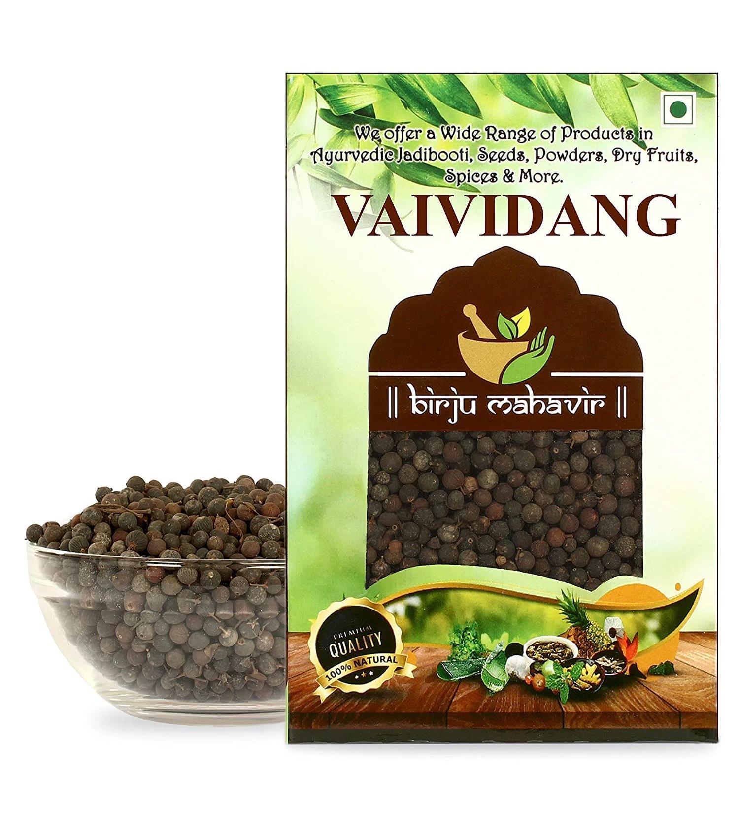 AOZA BIRJU MAHAVIR VaividangBai BidangVidangaEmbelia RibesFalse Black Pepper Natural 100 Gram (BMKB-186) - Buy Online on SooperMarket.com