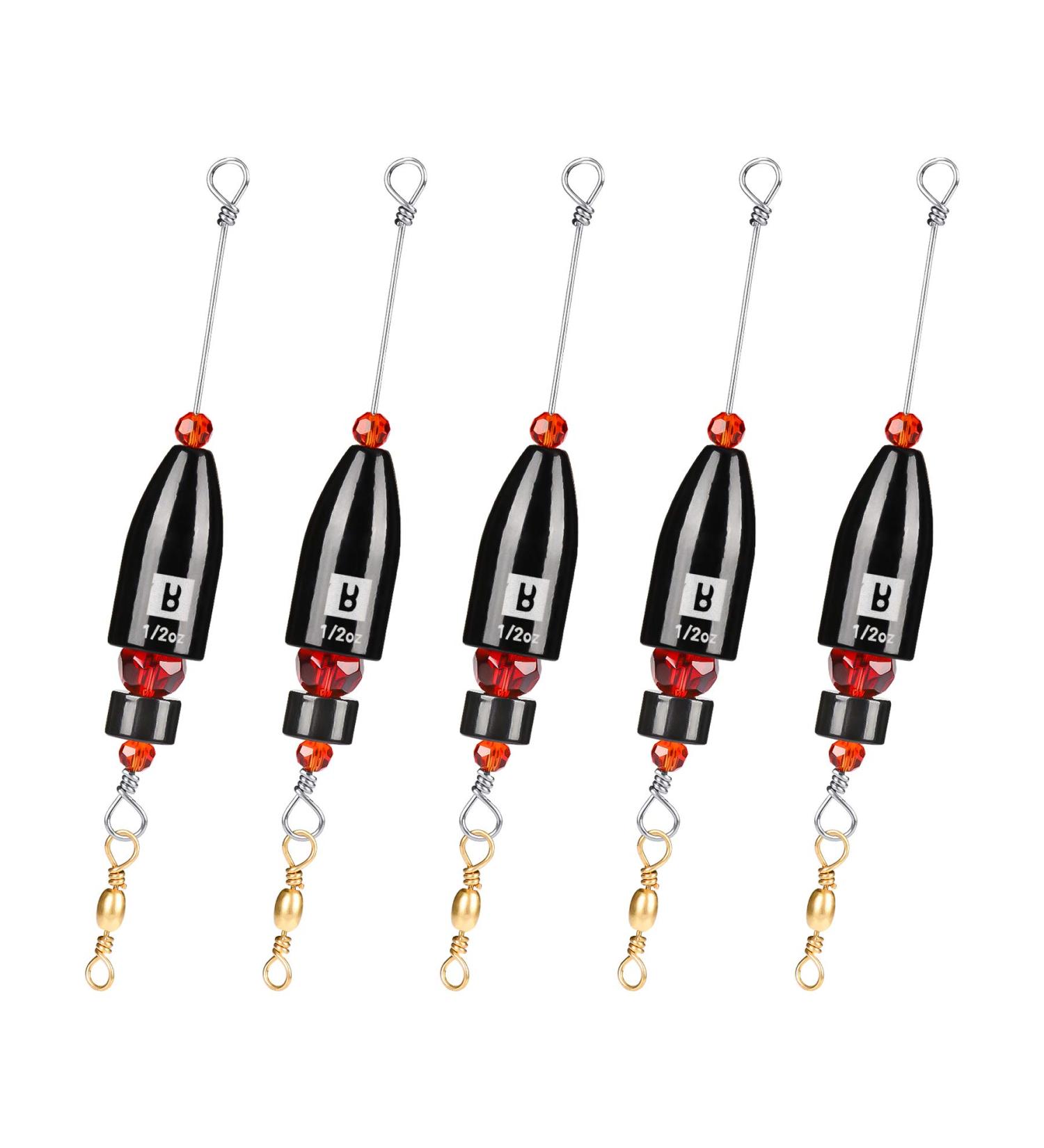 Booms Fishing CRR Carolina Ready Rigs 5pcs Kit - Bass Fishing Saltwater Brass Pre Rigged Carolina Rigs with Bullet Weights and Carolina Keeper - 4 Sizes Available (1/4oz, 1/2oz, 3/4oz, 1oz) - Black_1/2oz_5pack - Buy Online on SooperMarket.com