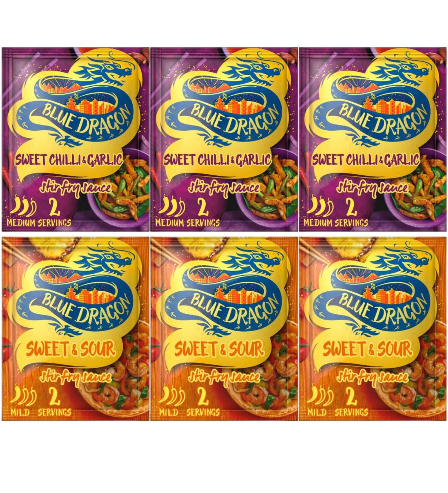 Stir Fry Sauce Bundle With Blue Dragon Sweet & Sour Stir Fry Sauce 120g x3 and Sweet Chilli & Garlic Stir Fry Sauce 120g x3 (6 Pack) - Buy Online on SooperMarket.com
