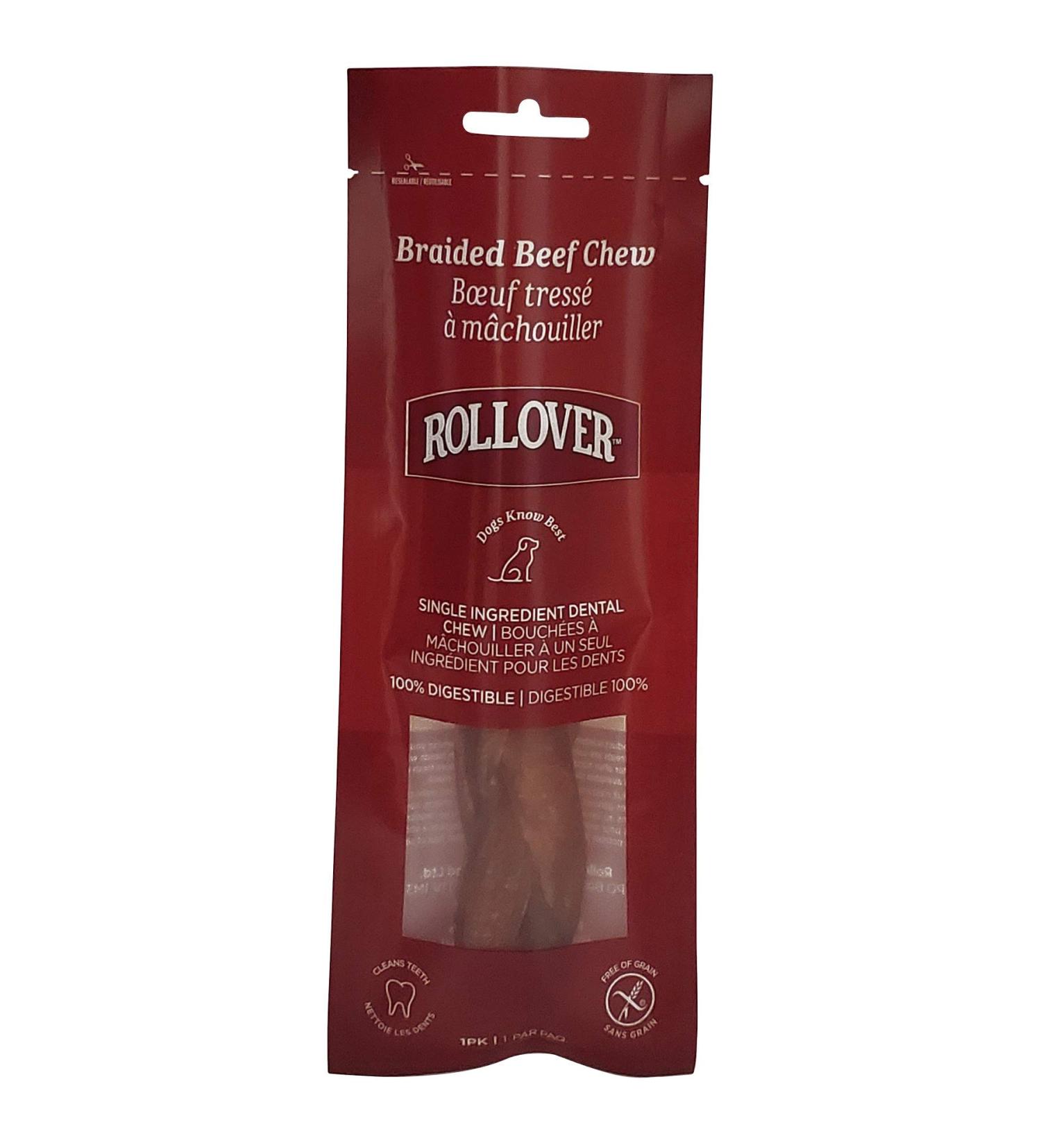Rollover Braided Beef Chew - 1pk (6-6.5") 1 count (Pack of 1) - Buy Online on SooperMarket.com