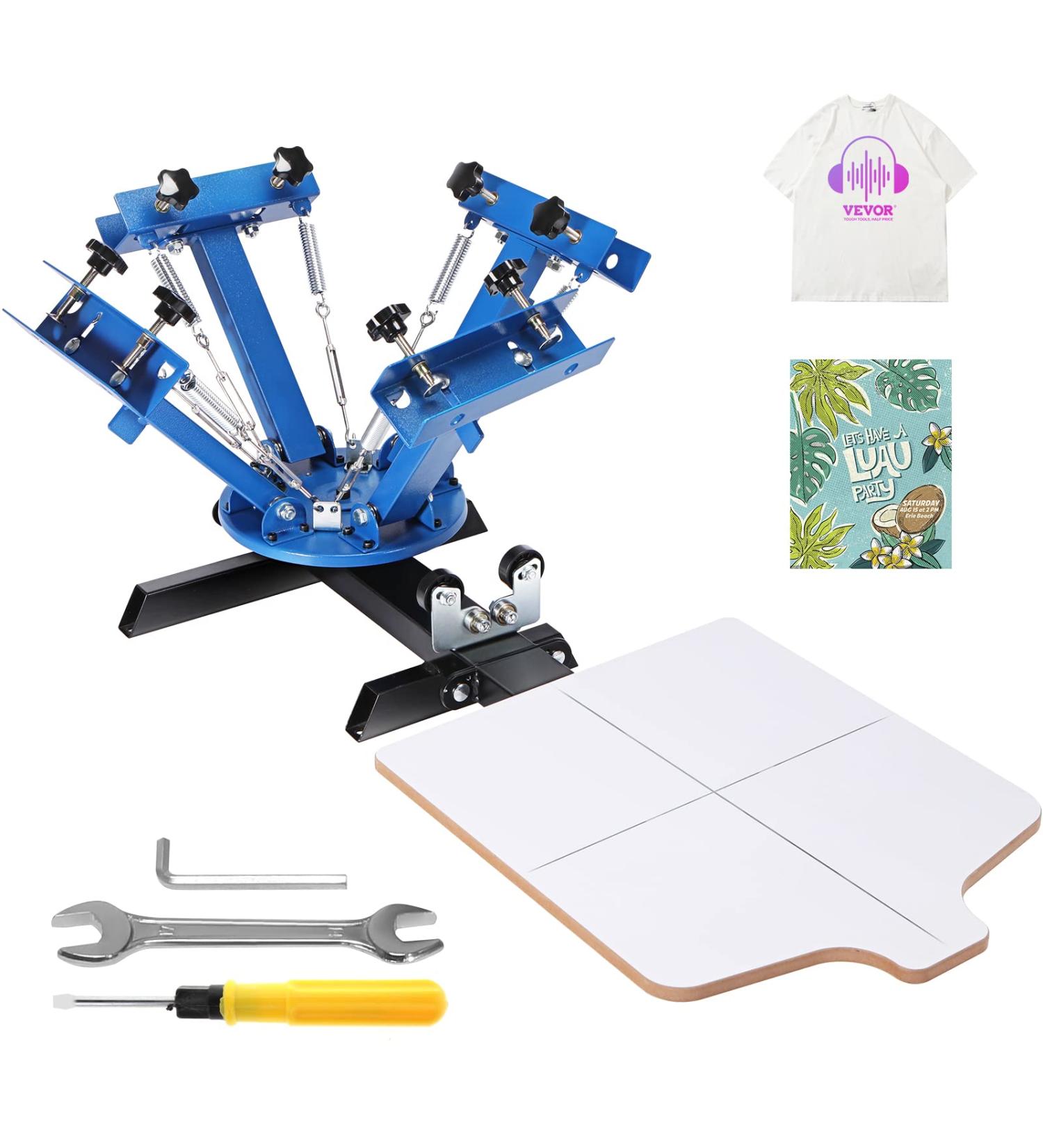 VEVOR 4 Color 1 Station Screen Printing Machine | 360 Rotatable Press | 21.2x17.7in Silk Screen Press | Double-Layer Pallet for T-Shirt DIY Printing - Buy Online on SooperMarket.com