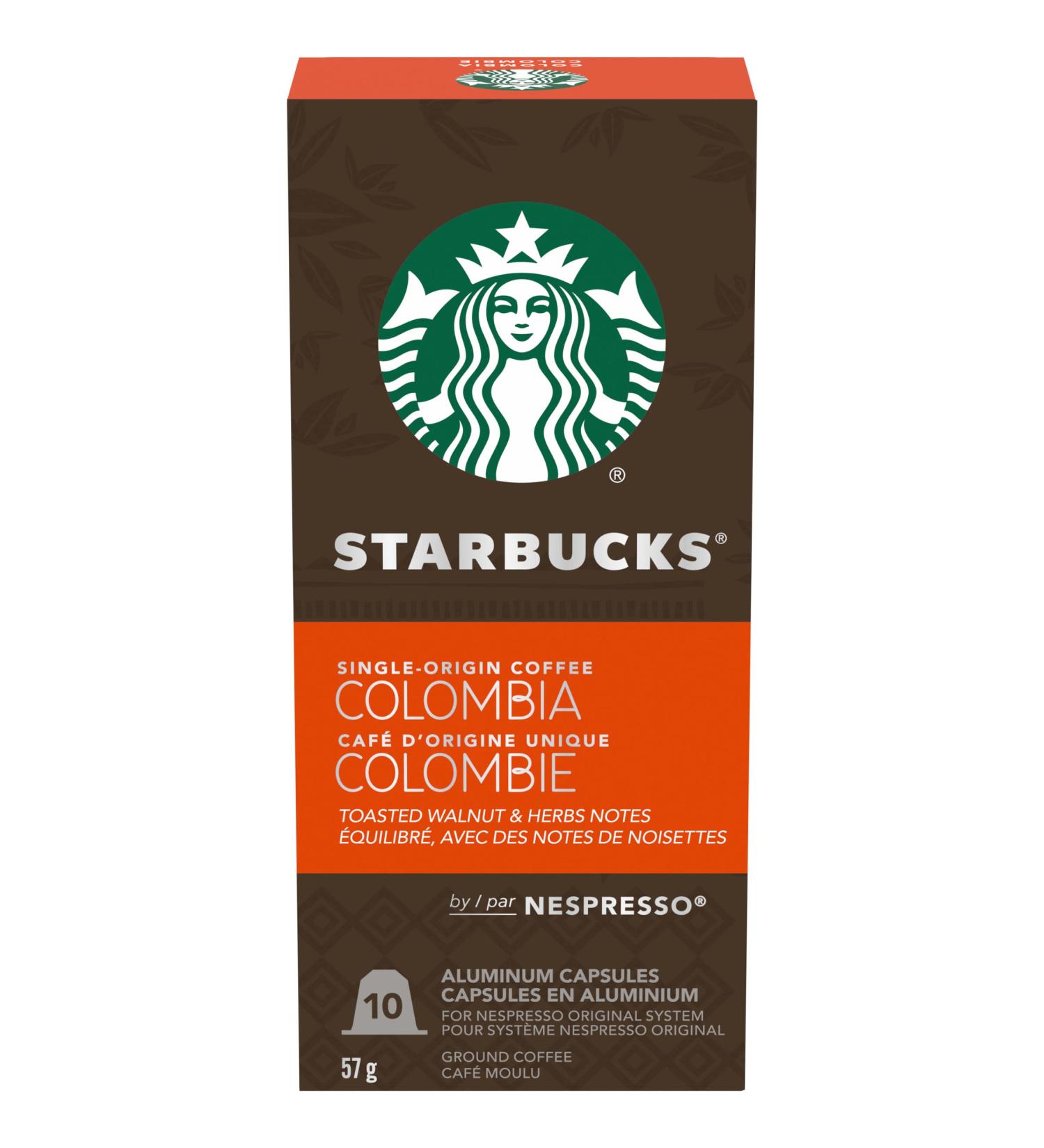Starbucks By Nespresso Single Origin Columbia Nespresso Ground Coffee capsules Original Line Compatible 10 Nespresso Coffee Pods - Buy Online on SooperMarket.com