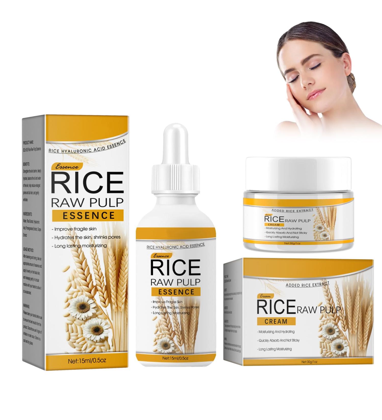 2Pc Rice Raw Pulp Face Serum Set anti-wrinkle rice essence rice essence rice water serum cream for the face moisturising and nourishing for the skin - Buy Online on SooperMarket.com