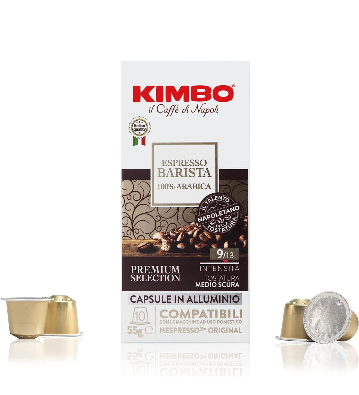 Kimbo Coffee Espresso Barista 100% Arabica 10 Aluminium Capsules Compatible with Nespresso Original Machine Medium Dark Roast 9/13 Italian Coffee Pods 1 x 10