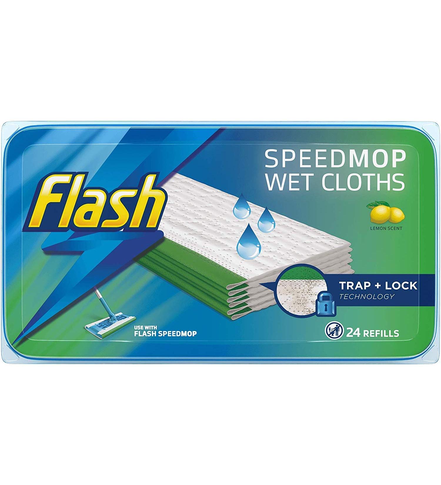 Flash Speedmop Wet Cloth Refills Fast Easy and Hygienic Lemon Multi-Surface 24 Cloths