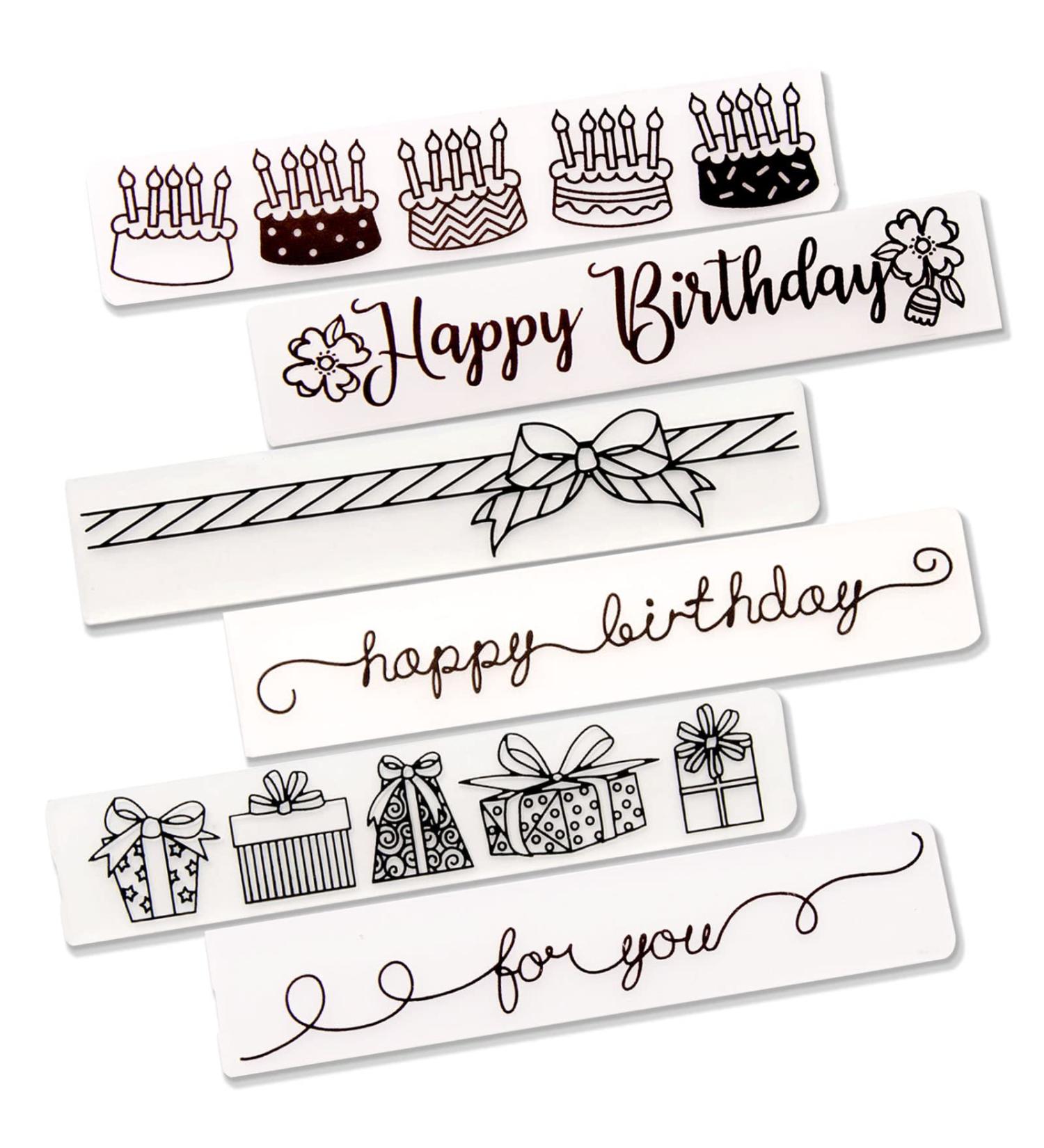 6Pcs Birthday Plastic Embossing Folders - DIY Craft Gift Templates for Happy Birthday, Love You, Cake Mold - Perfect for Paper Card Making, Scrapbooking, and Craft Decoration - Buy Online on SooperMarket.com