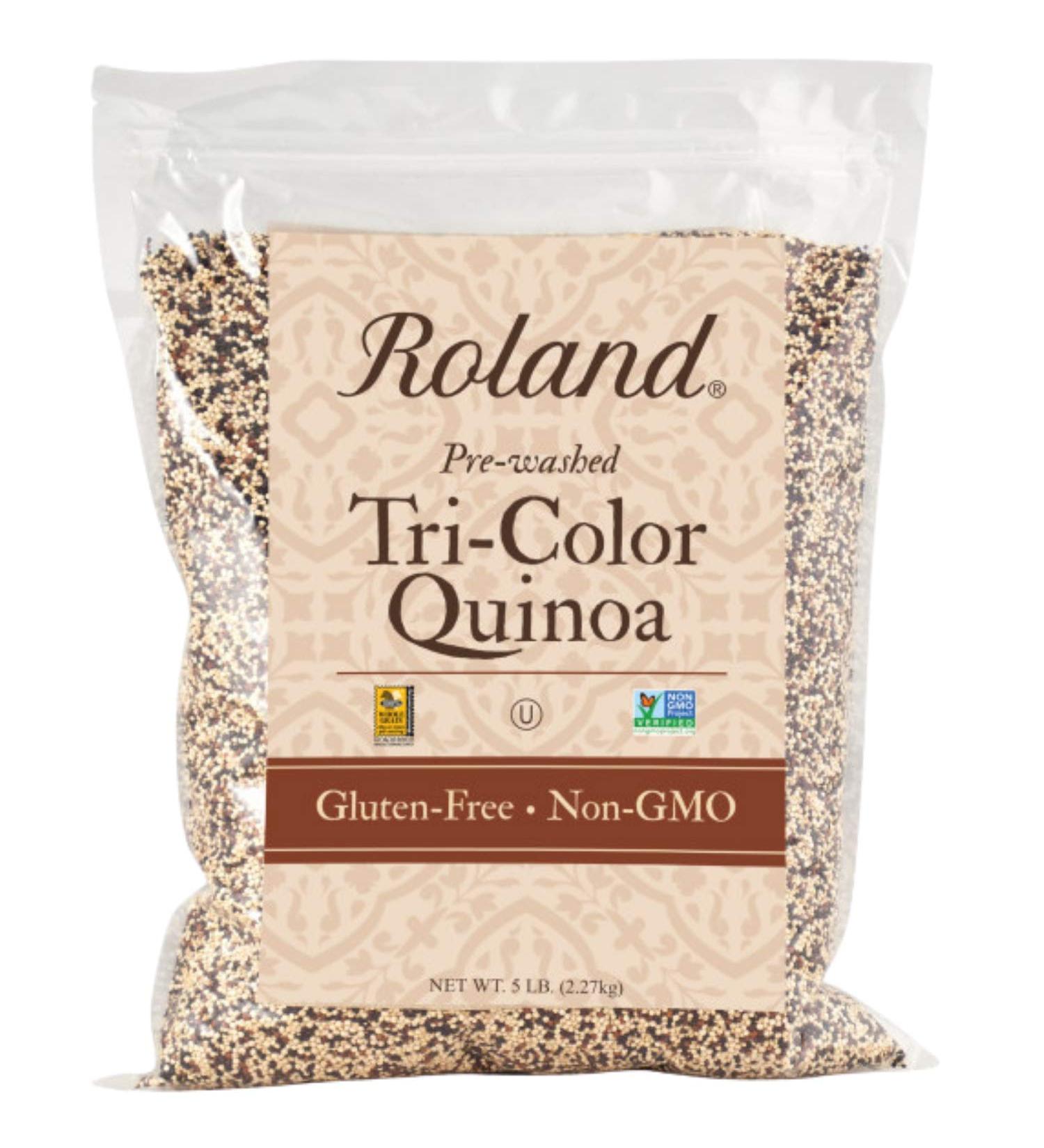 Roland Foods Organic Tri-Color Quinoa 5lb Bag - Pre-washed, Gluten-Free, Whole Grain - Pack of 1 - Buy Online on SooperMarket.com