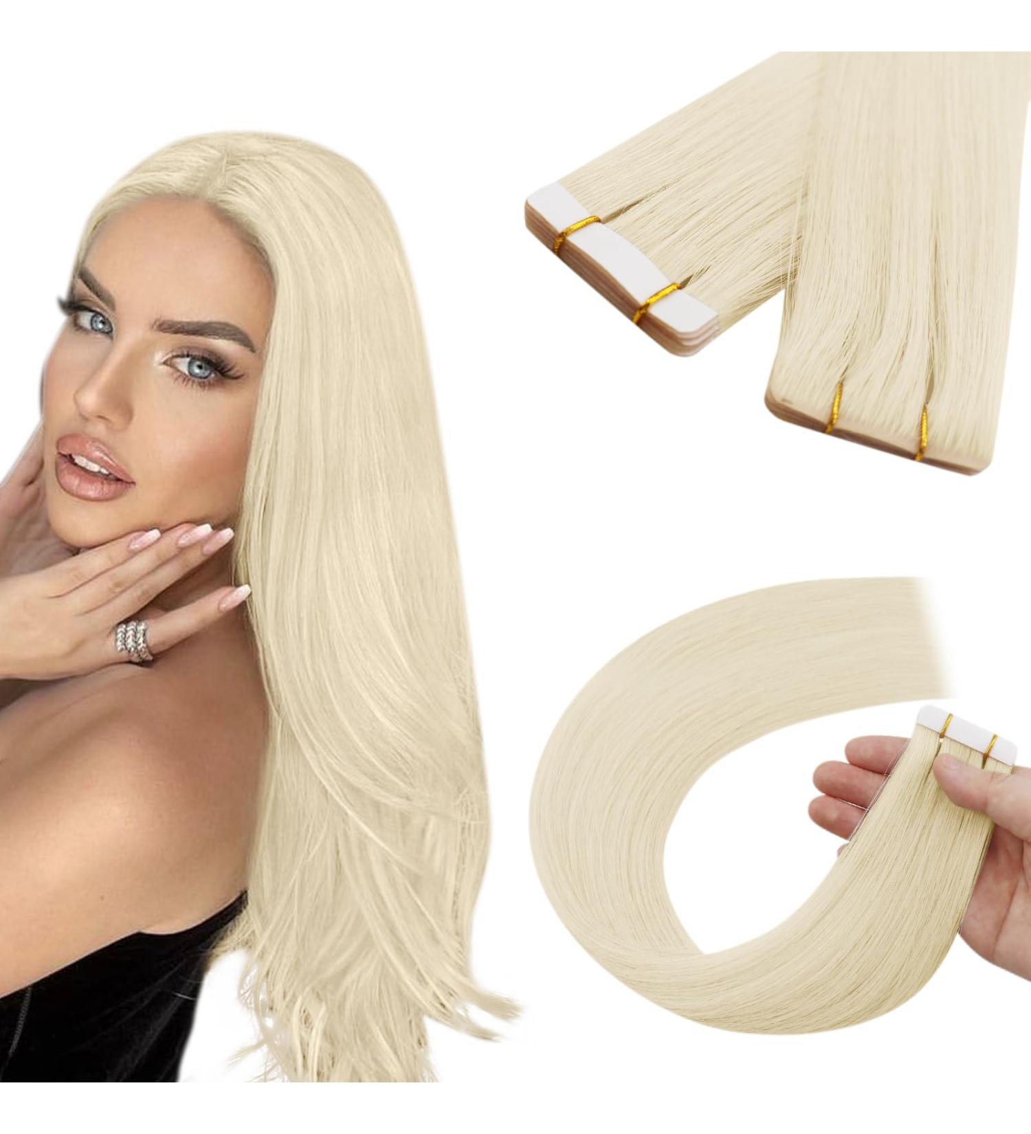 Youngsee 50cm Blonde Real Hair Tape Extensions - Virgin Remy Hair - 5pcs #1000 - Smooth & Seamless - Buy Online on SooperMarket.com