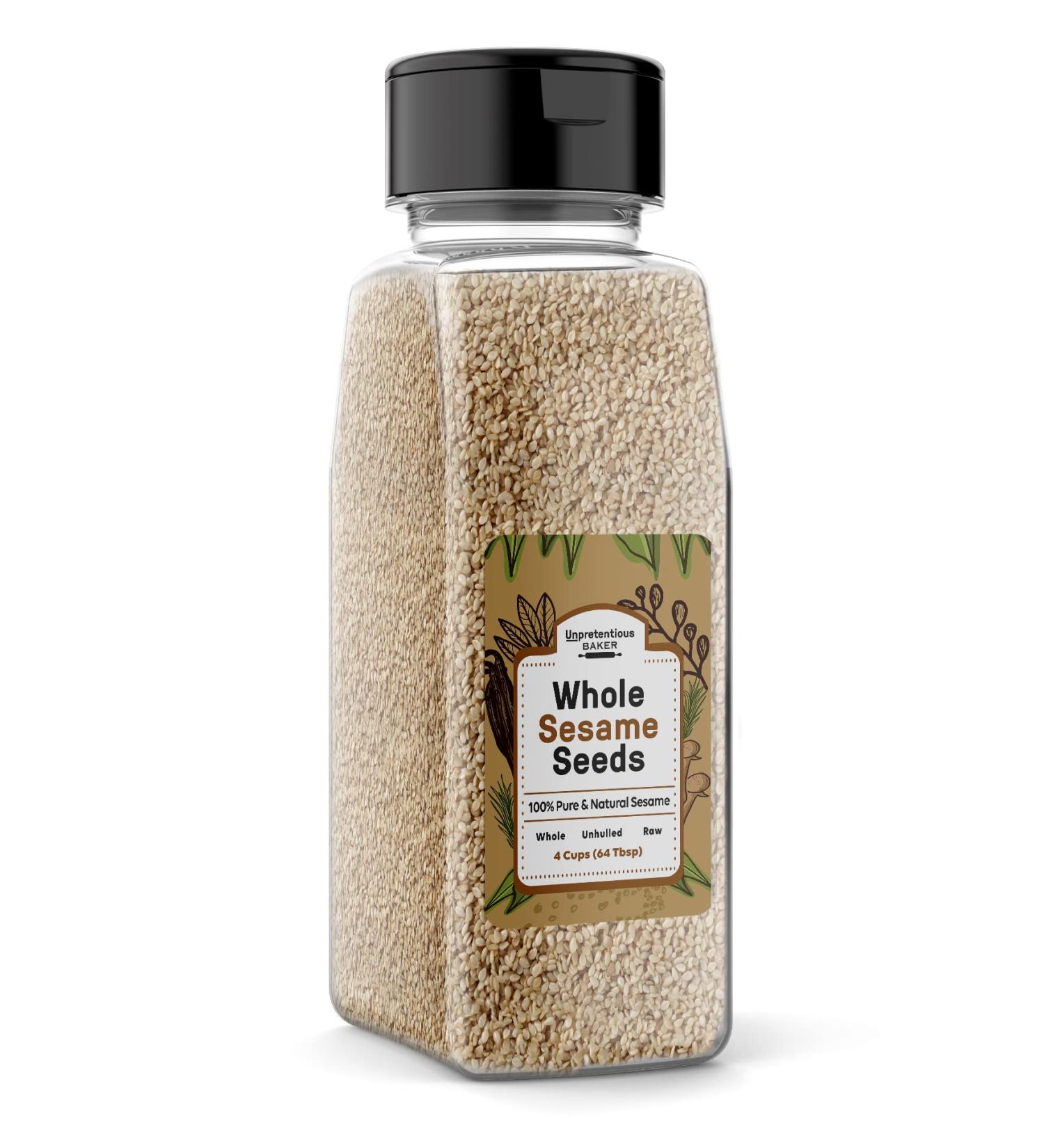 Whole Sesame Seeds by Unpretentious Baker (4 Cups)  Unhulled  Raw  and Always Pure - Buy Online on SooperMarket.com