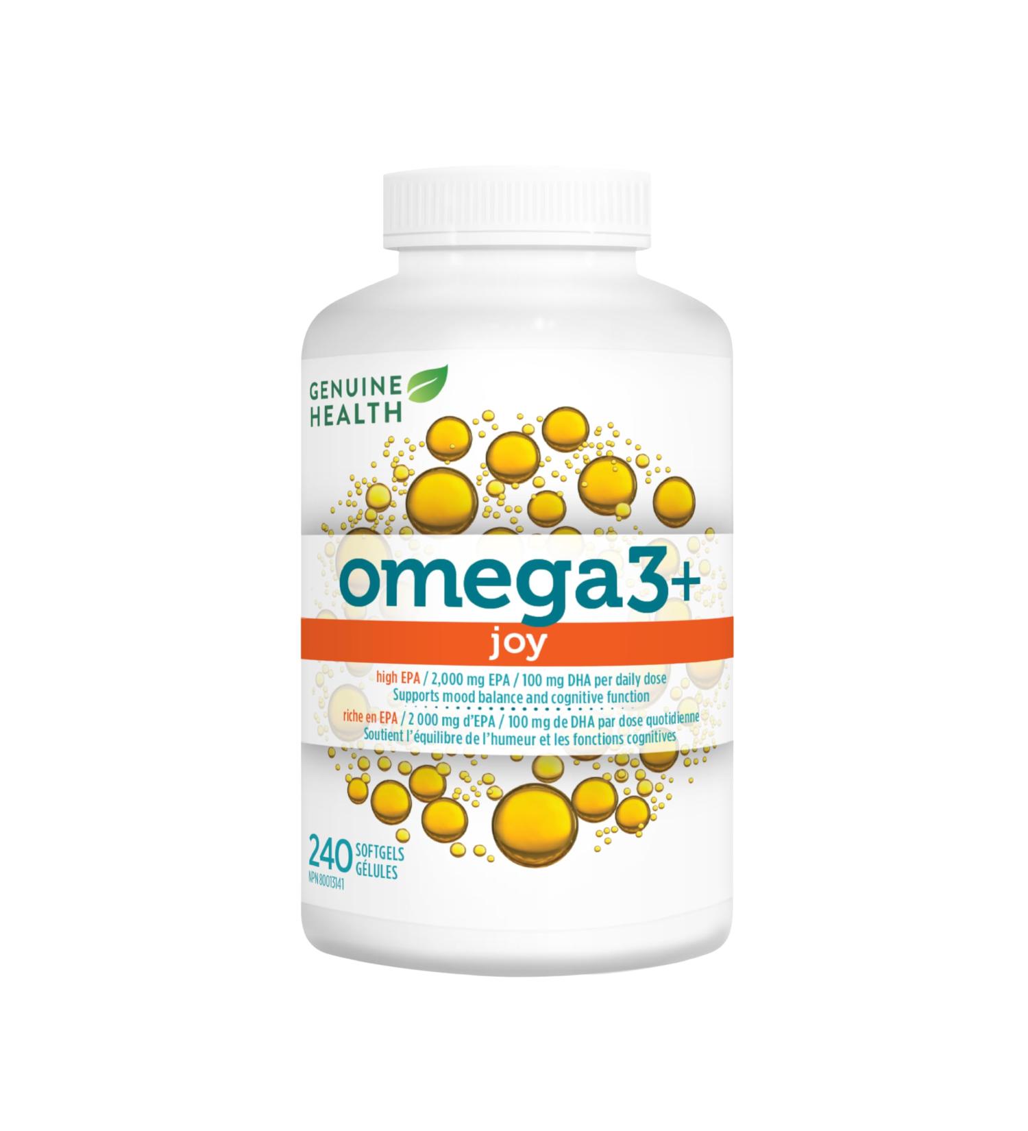 Genuine Health Omega3+ Joy 240 softgels 2000mg EPA 100mg DHA Supports healthy daily mood balance Wild-caught Non-GMO 240 count (Pack of 1) - Buy Online on SooperMarket.com