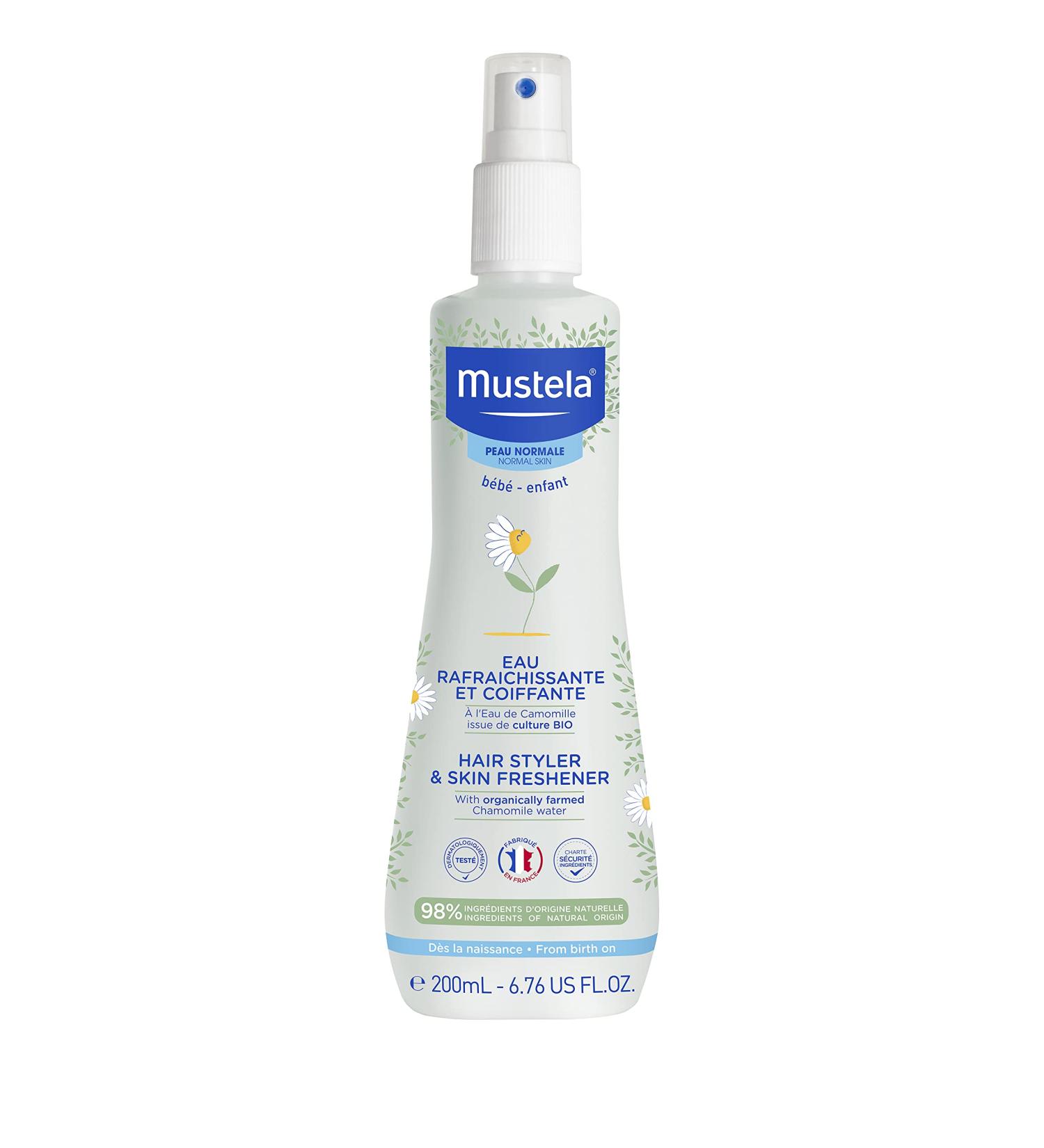 Mustela Baby Hair Styler & Skin Freshener - with Natural Avocado & Chamomile Water - Vegan & Hypoallergenic - 6.76 fl. oz. New Packaging