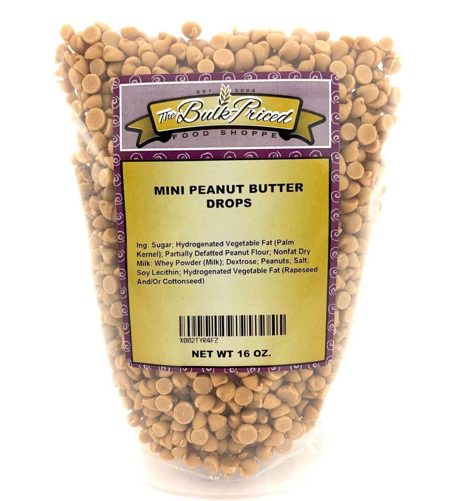 Mini Peanut Butter Drops Baking Chips - Bulk Size (1 lb) | Resealable Zip Lock Stand Up Bag - Buy Online on SooperMarket.com