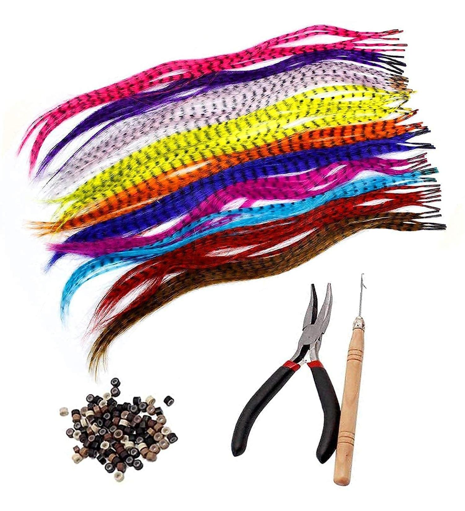 Quesuc Synthetic Hair Extension Kit - 52 Assorted Colors Stick Tip Hair Extensions with Tools - Bright & Pretty Mixed Colors - Buy Online on SooperMarket.com