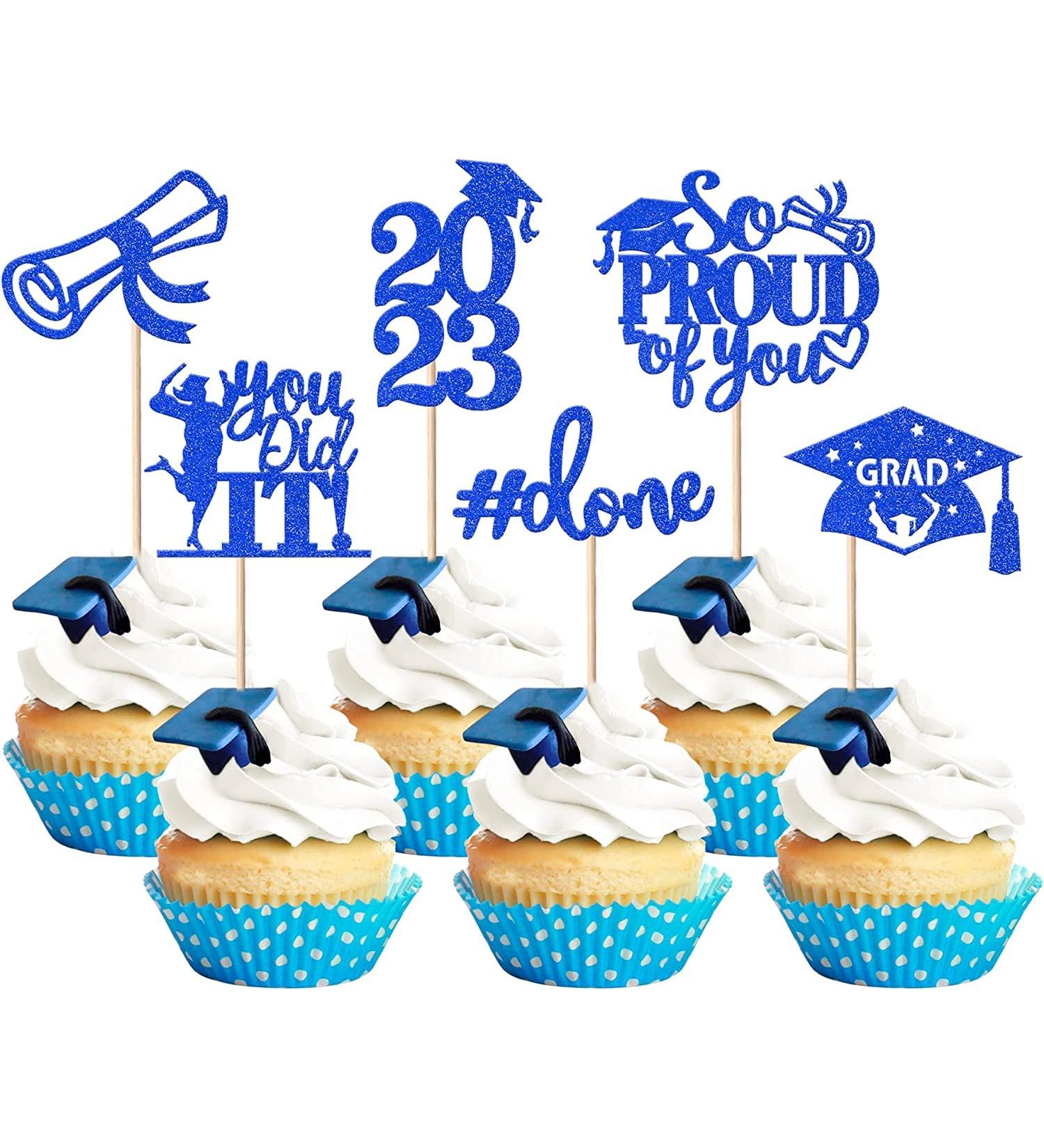 Pack of 24 Graduation Cake Decorations Graduation Cupcake Toppers Graduation Cake Decorations Cake Toppers for Graduation Parties Graduation Proms Dark Blue - Buy Online on SooperMarket.com