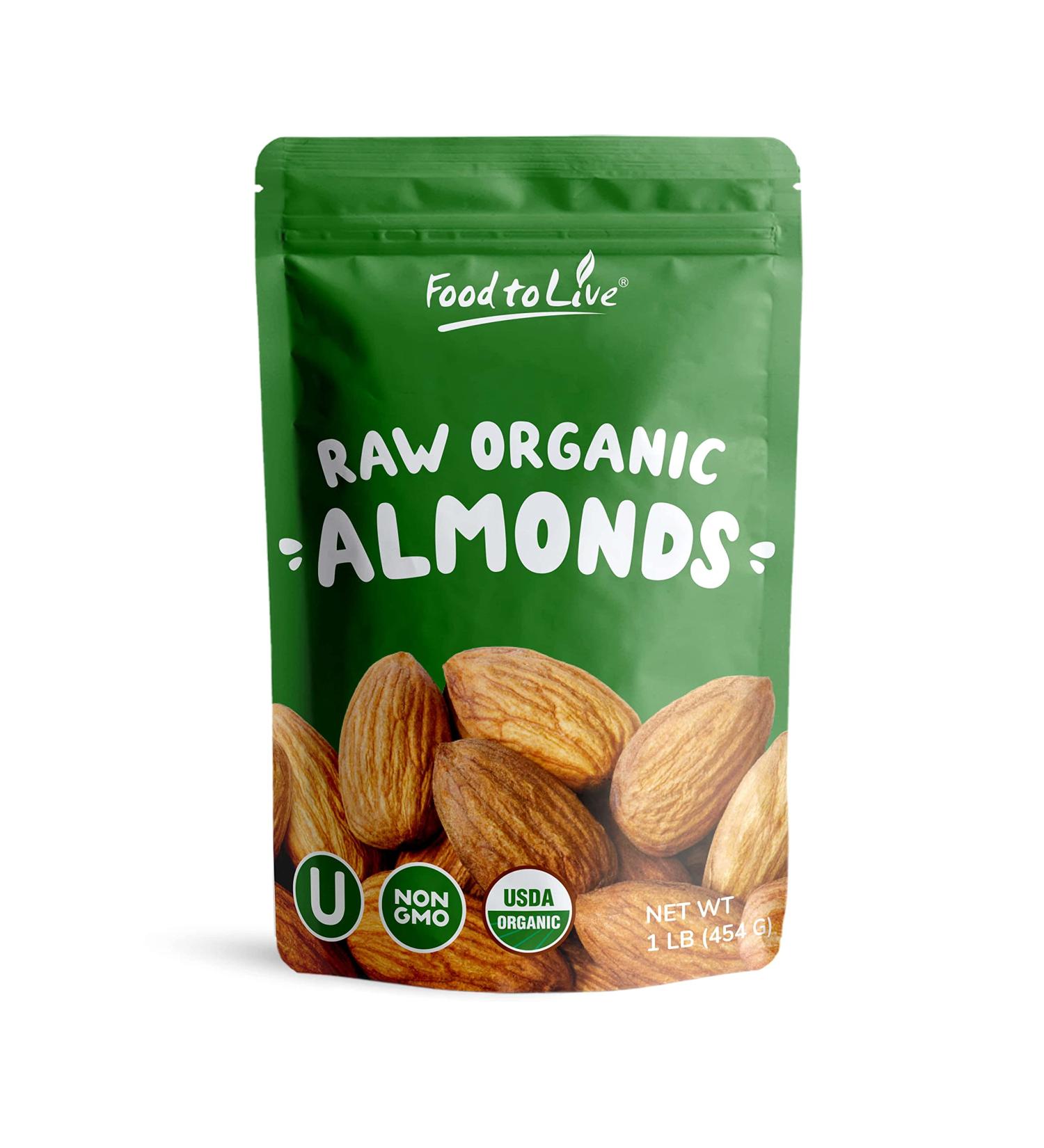 1 lb Organic Non-GMO Whole Raw Unpasteurized Almonds - Vegan Kosher Bulk Keto Snack - Vitamin E Protein - Almond Milk Nut Butter Desserts - 1 lb Pack - Buy Online on SooperMarket.com