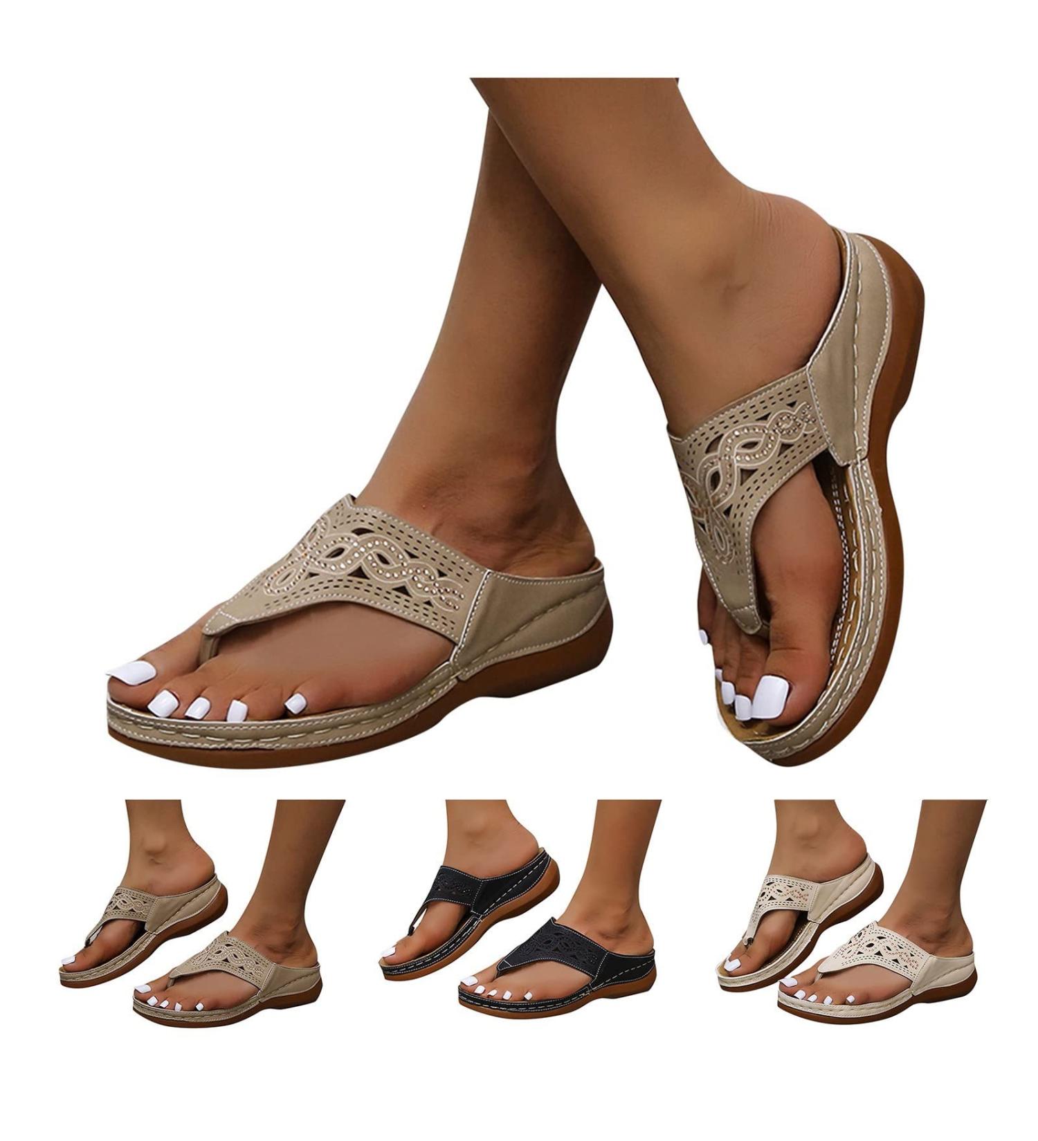 Willisos Women's Arch Support Orthopedic Sandals - Beige, Size 8, Clip Toe Flip Flops - Buy Online on SooperMarket.com