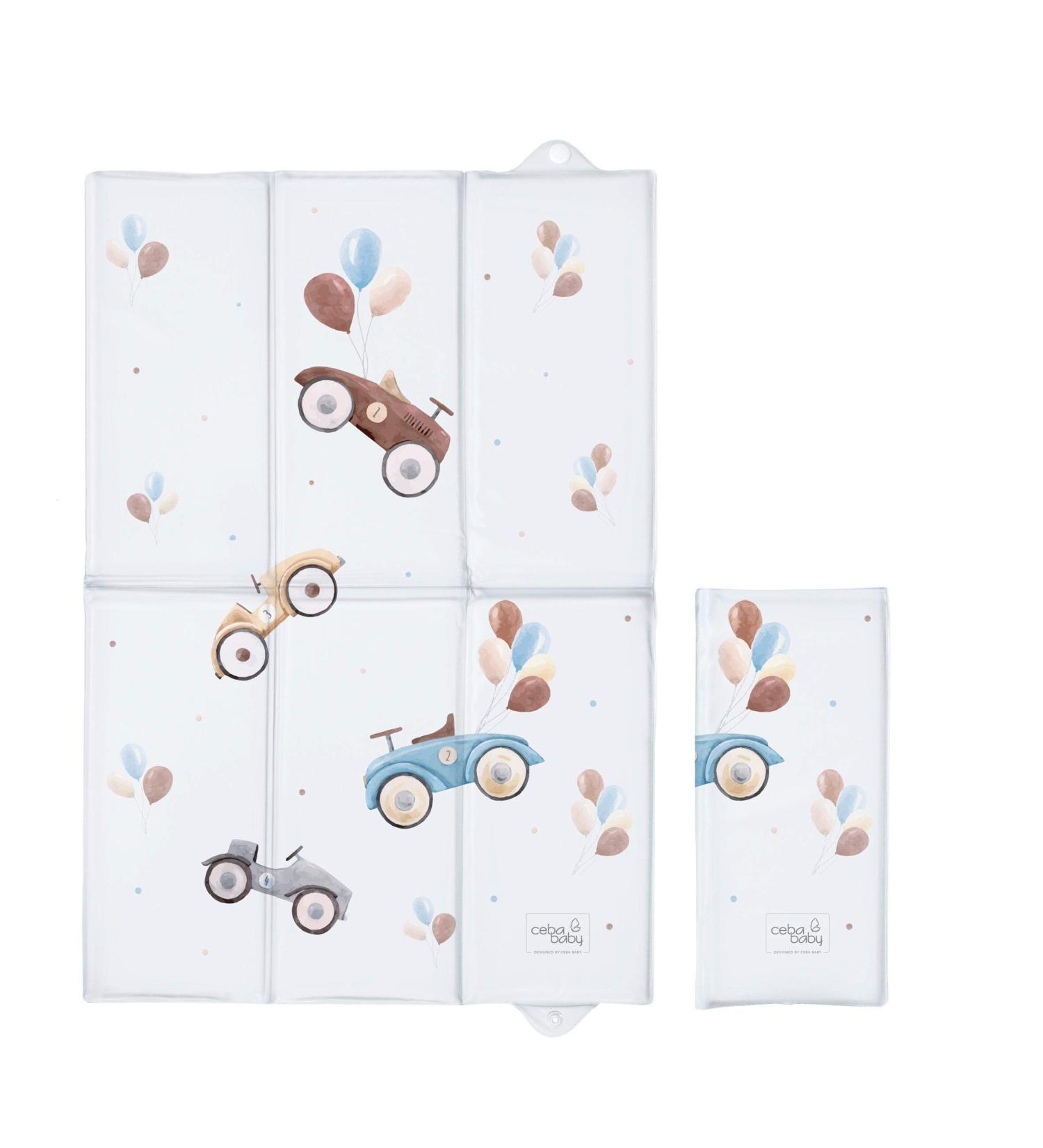 Ceba Baby Portable Baby Changing Mat Changing Mat for on the go washable 60x40 cm - Retro Cars Retro Cars