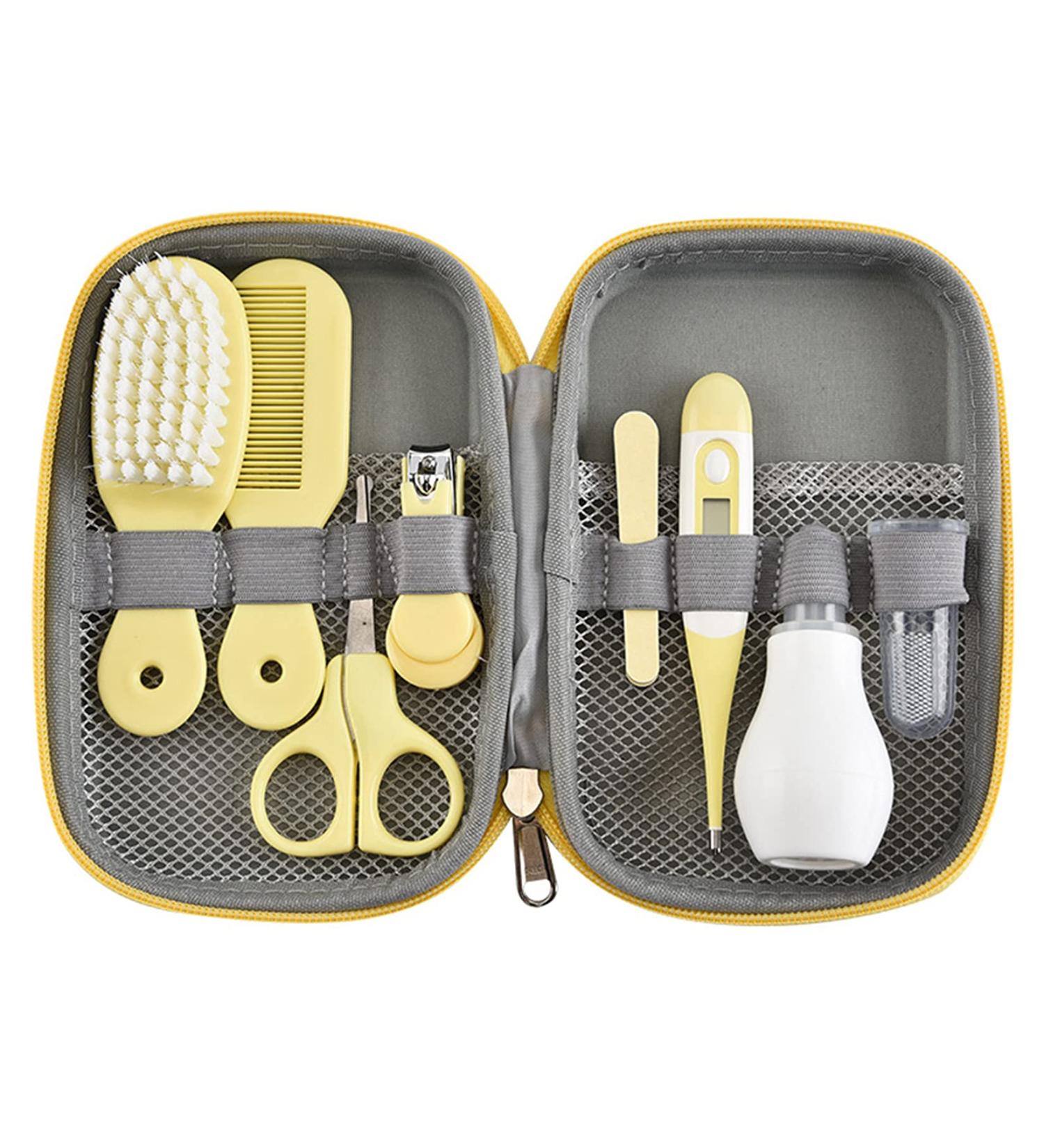 Joyeee 8pcs Baby Grooming Kit - Portable Baby Care Set with Storage Case - Healthcare Essentials for Newborns - Yellow - Buy Online on SooperMarket.com