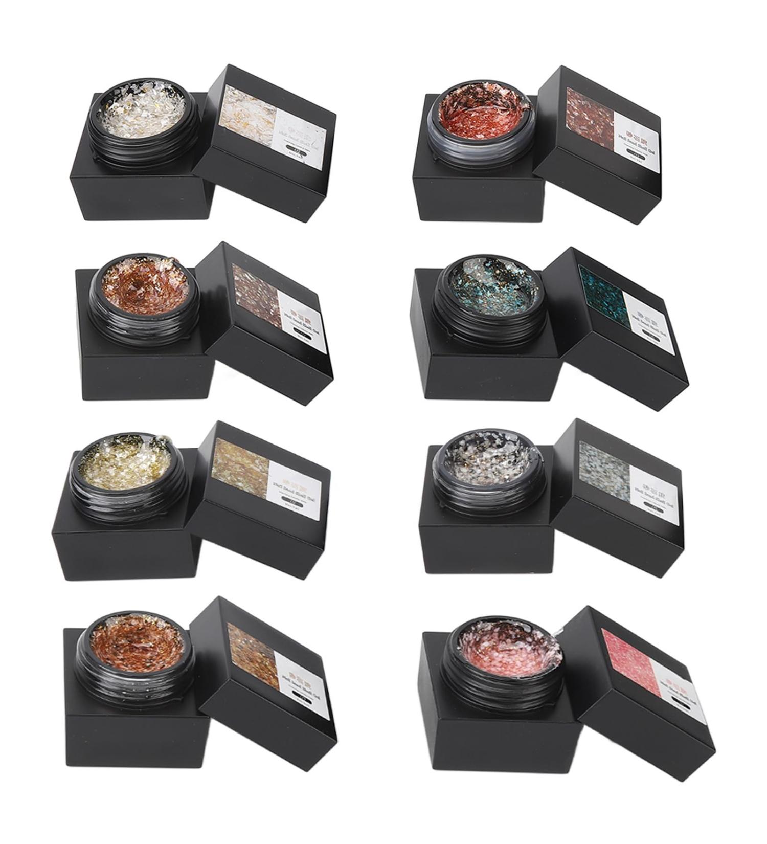 Buy Glitter Gel Nail Polish Set - 8 Sparkly Soak Off UV Gel Colors for DIY Nail Art | International Shipping Available - Buy Online on SooperMarket.com