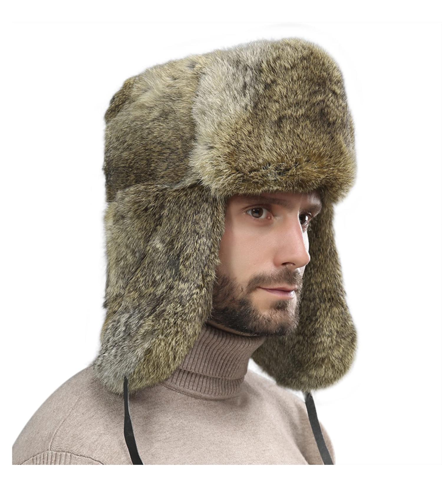 Unisex Faux Fur Trapper Hat - Winter Bomber Cap for Skiing & Hunting in Brown - Buy Online on SooperMarket.com