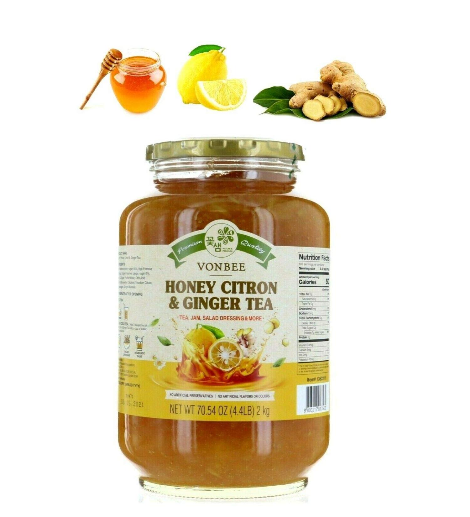 Vonbee Honey Ginger Citron Tea - Family Size 70.54 Oz - Product of Korea - 2.2 lb (1 kg) - Buy Online on SooperMarket.com
