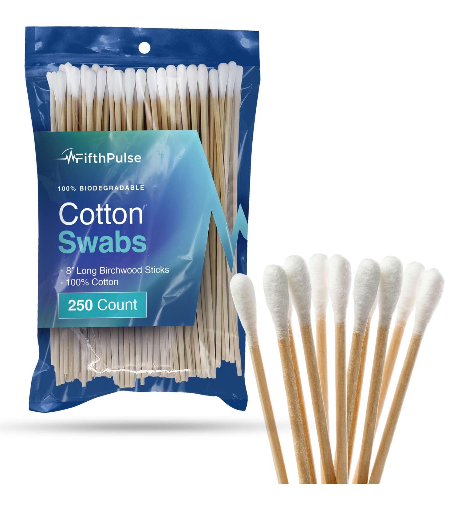 Buy 50 Biodegradable Long Cotton Swabs - Eco-Friendly 8 Inch Q Tips for Eyes Ears & Makeup - Lint Free Birchwood & Cotton - Buy Online on SooperMarket.com