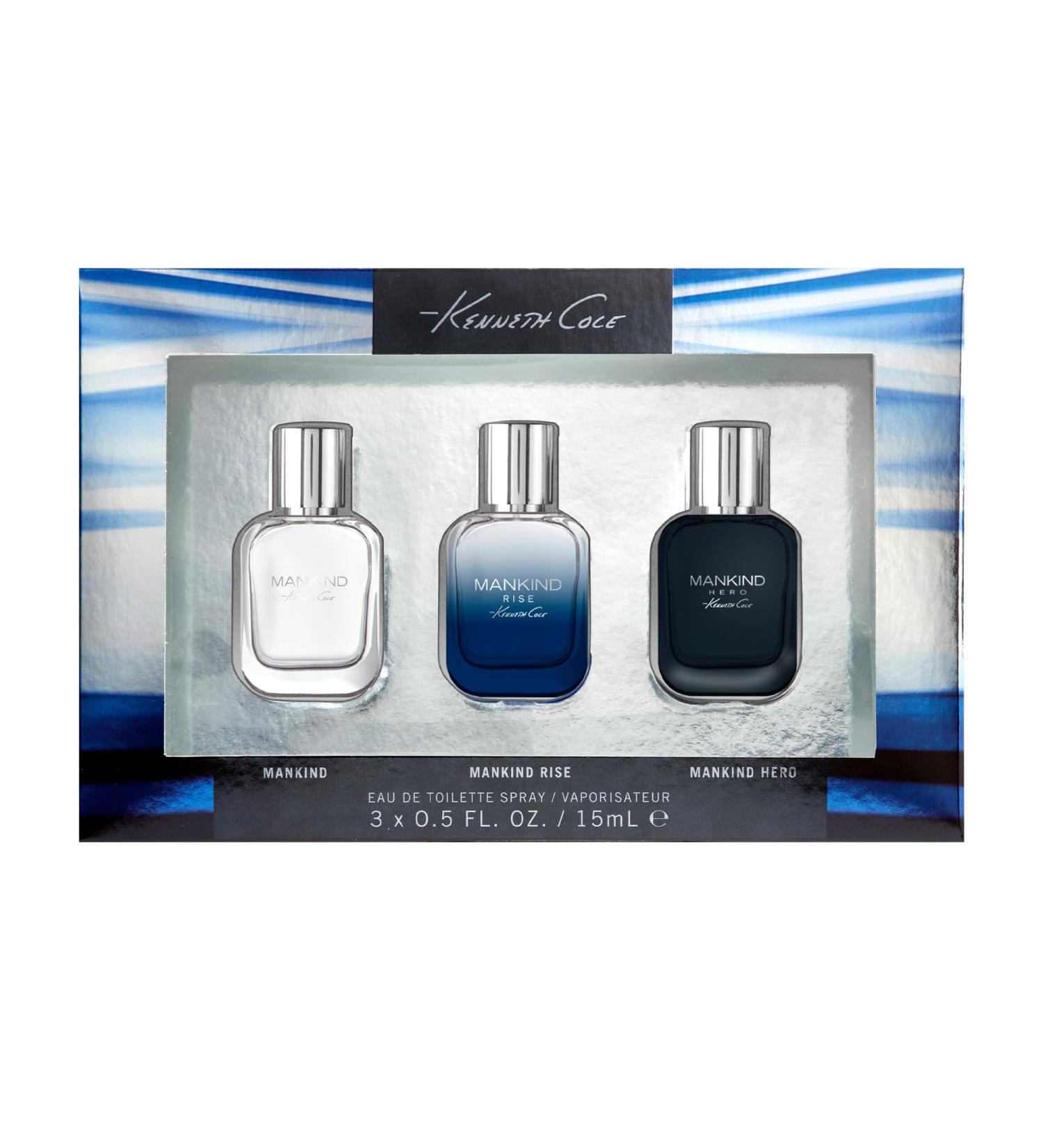Kenneth Cole Mankind Rise Eau de Toilette Cologne for Men Notes of Eucalyptus Ginger and Sandalwood 3 PC Gift Set - Mini Travel Sprays 0.5 Fl Oz