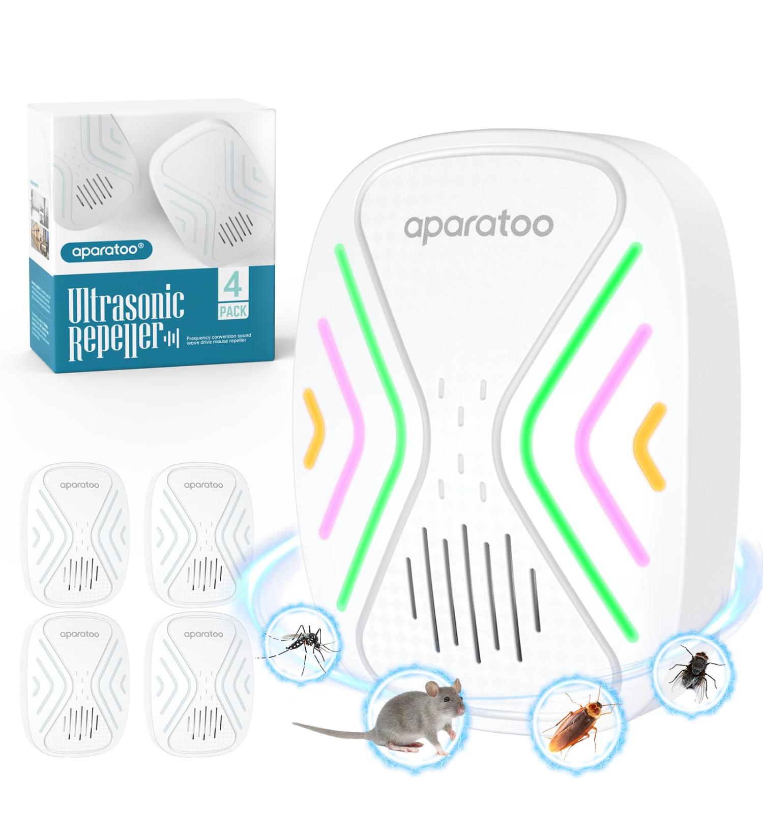 4-Pack UV Mosquito Lamp & Ultrasound Pest Control | Effective Insect Destroyer for Mice Cockroaches and Rats - Buy Online on SooperMarket.com