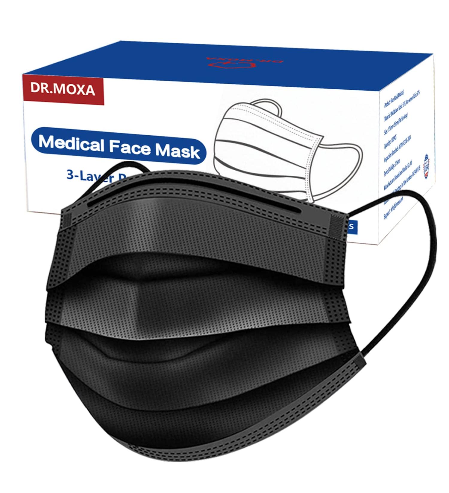 100Pcs Medical Grade Black Disposable Face Masks - 3 Ply - USA Made for Adults - Soft, Breathable & Comfortable - Buy Online on SooperMarket.com