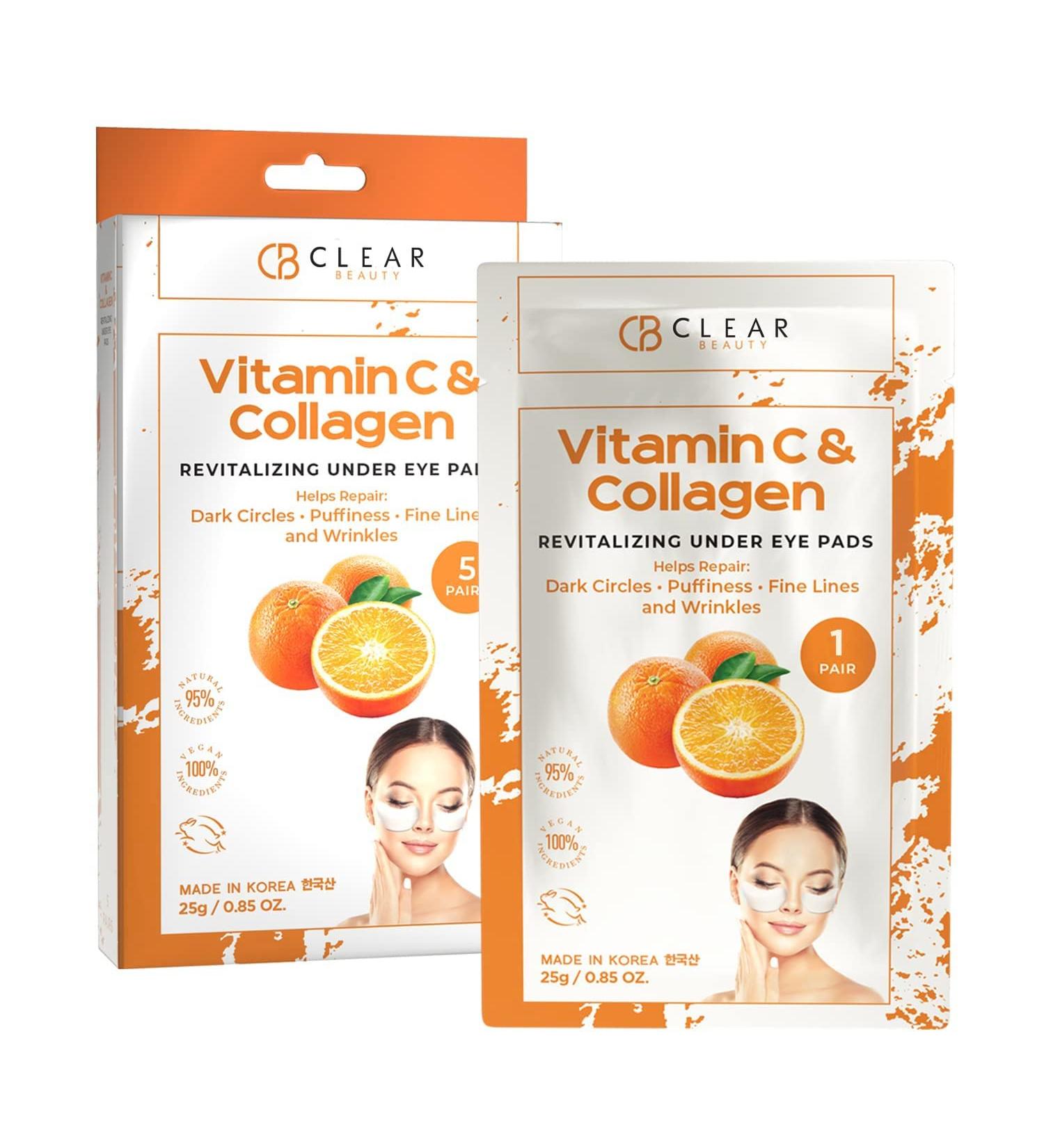 Clear Beauty Vitamin C & Collagen Under Eye Patches - Dark Circle & Puffiness Treatment - Anti-Aging, Cooling & Soothing - Cruelty-Free Korean Skincare - Buy Online on SooperMarket.com