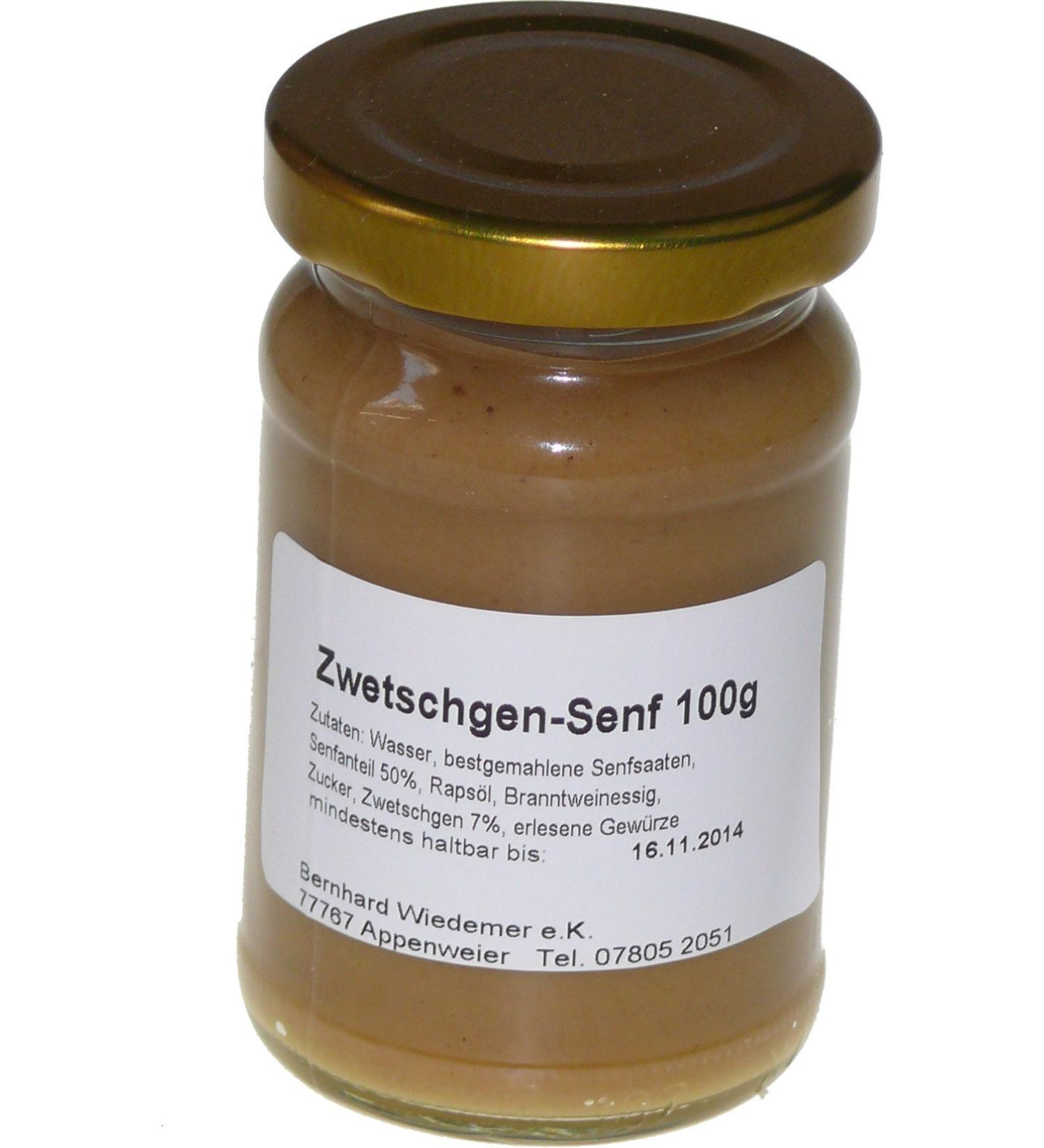 Wiedemer - fruity plum mustard made of fresh preparation with selected natural vegan ingredients - 1 glass of 100g gourmet mustard for bread sauce cheese meat fondue and much more.