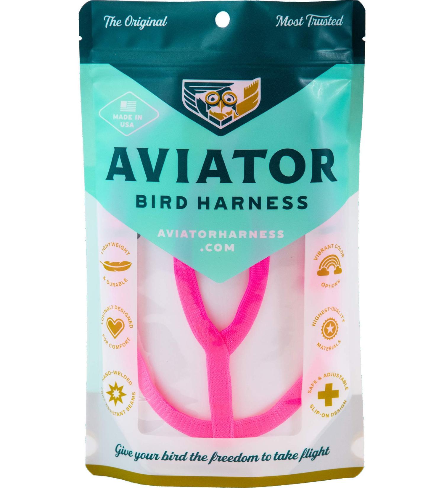 The AVIATOR Bird Harness with Leash Mini-Pink XXXS Pink