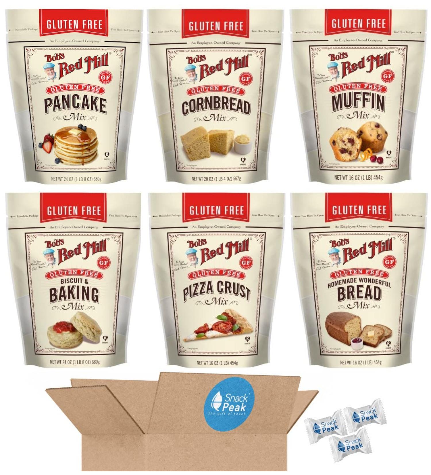 Bobs Red Mill Gluten Free Baking Mix Snack Peak Variety Gift Box - Bread, Biscuits, Pancake, Pizza Crust, Muffin, Cornbread - Buy Online on SooperMarket.com