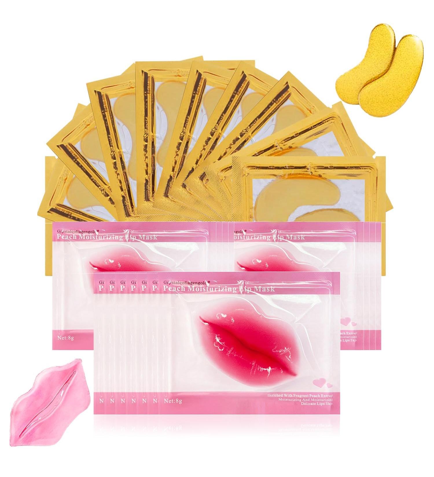 30 Pairs Lip & Eye Masks | 24K Gold Gel Collagen Pads for Moisturizing & Reducing Puffiness Dark Circles Wrinkles - Buy Online on SooperMarket.com