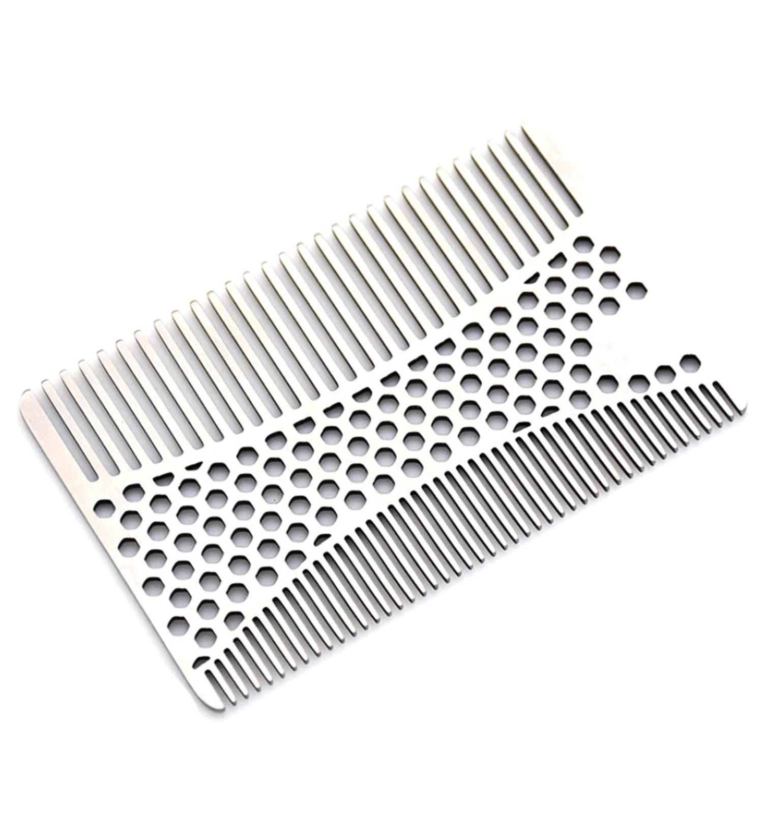 Comb Stainless Steel Beard Comb Stainless Steel Men Beard Comb Credit Card Size Easy to Carry Beard Straightener wooden comb - Buy Online on SooperMarket.com