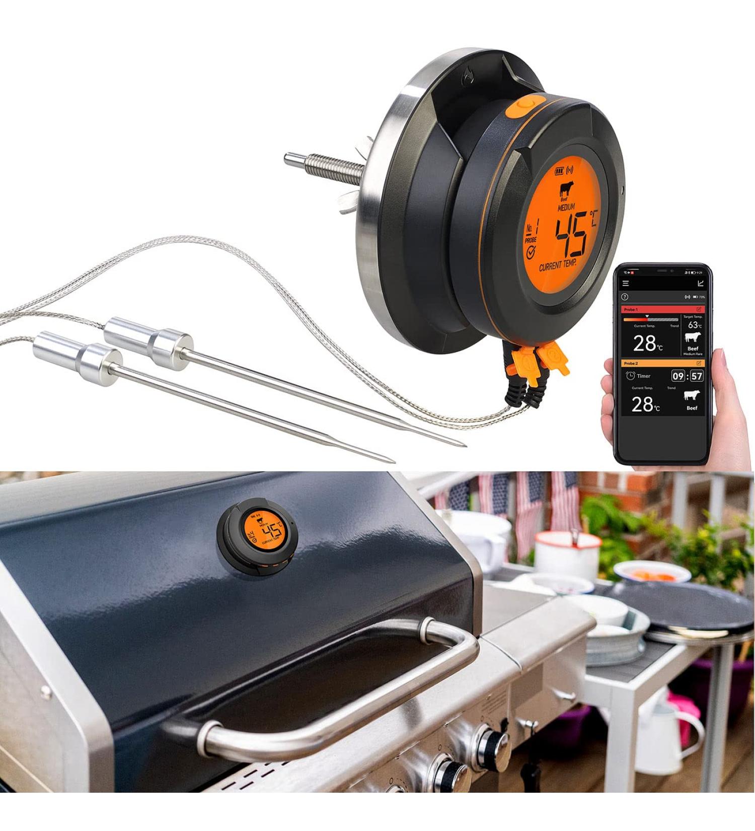 Rosenstein & Sons Smart Digital Grill Thermometer with Bluetooth & 2 Sensors - Perfect for Every Grilling Enthusiast | International Shipping Available - Buy Online on SooperMarket.com