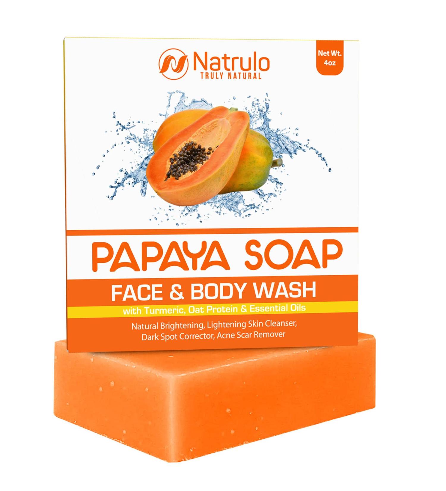 Papaya Soap Bar for Dark Spots, Acne, and Scars - Brightens Skin Tone with Turmeric & Essential Oils - Made in USA - 4 oz - Buy Online on SooperMarket.com