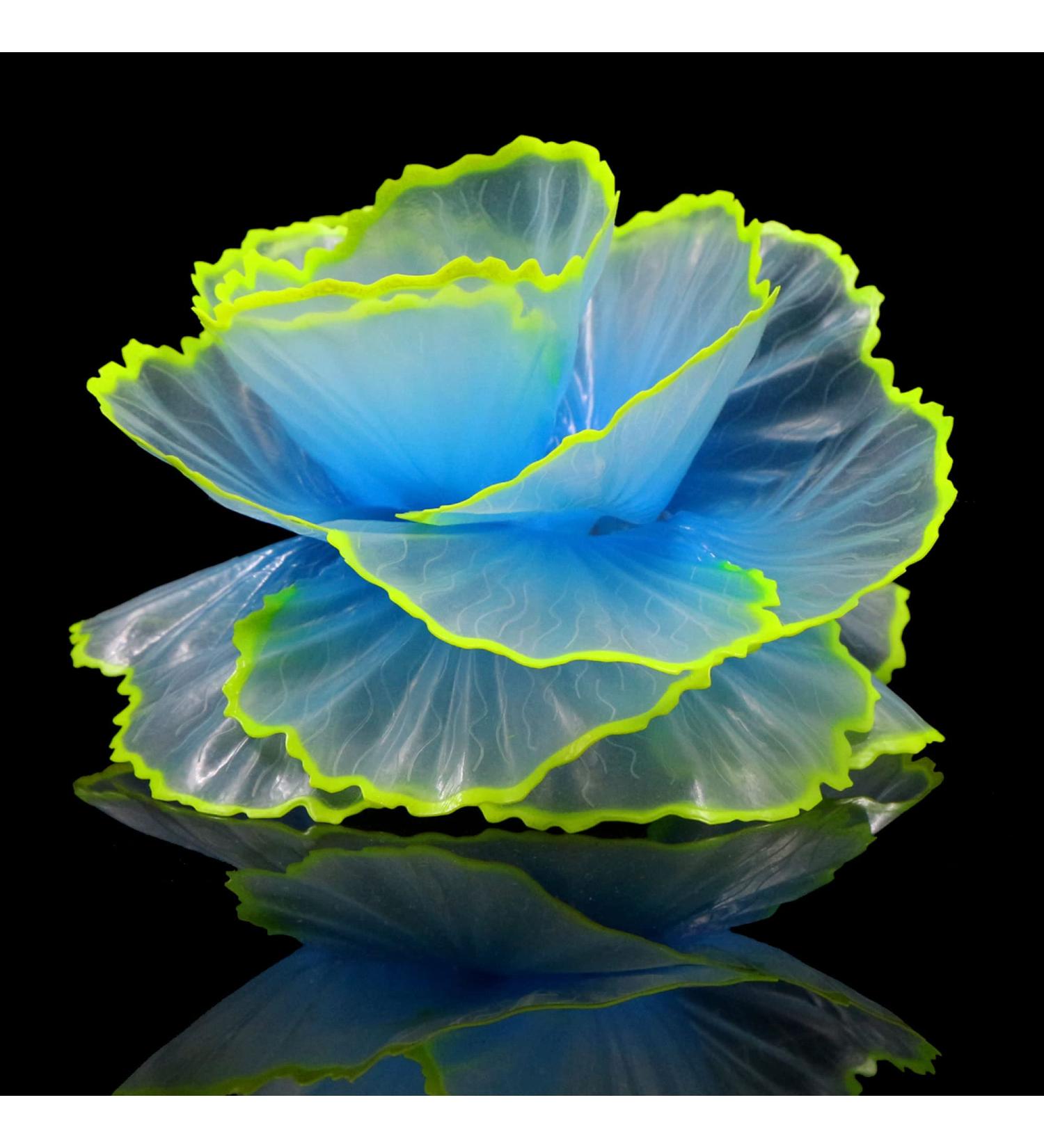 Duozoance Glow-in-the-Dark Artificial Coral Plants for Aquariums - Silicone Blue Decoration | 7.5x5x9cm - Buy Online on SooperMarket.com