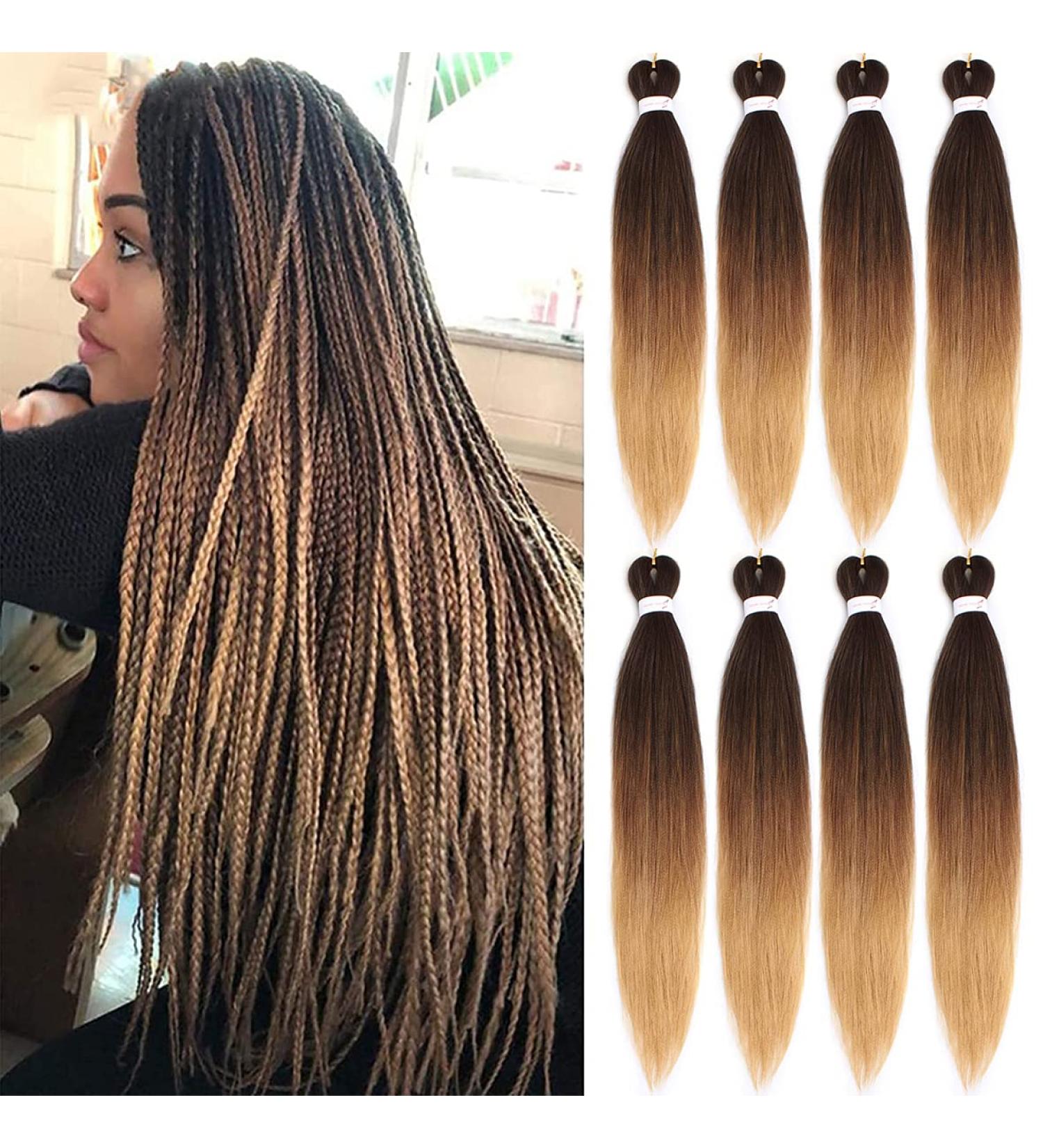 Leeven 26 Inch Pre Stretched Braiding Hair 8 Packs Yaki Braiding Hair Extensions for Box Braids Ombre Crochet Braids Hot Water Setting Pre Stretched Braiding Hair Extensions EZ Braids 1B/30/27# 26 Inch (Pack of 8) 1B/30/27# - Buy Online on SooperMarket.com