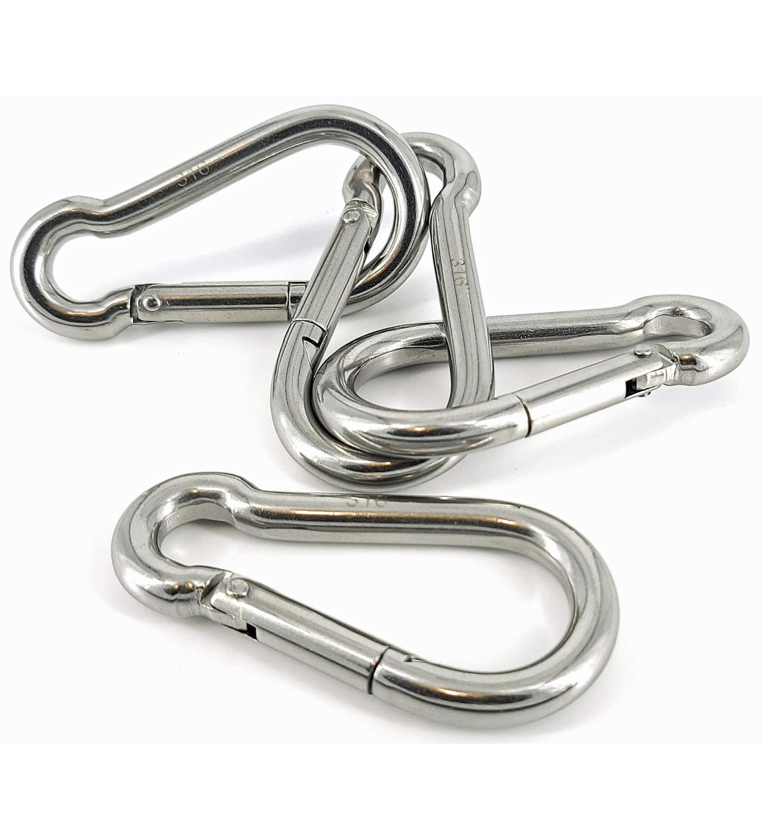 4 Pack 3-inch Marine Grade 316 Stainless Steel Carabiner Clips for Gym and Outdoor Activities - Buy Online on SooperMarket.com