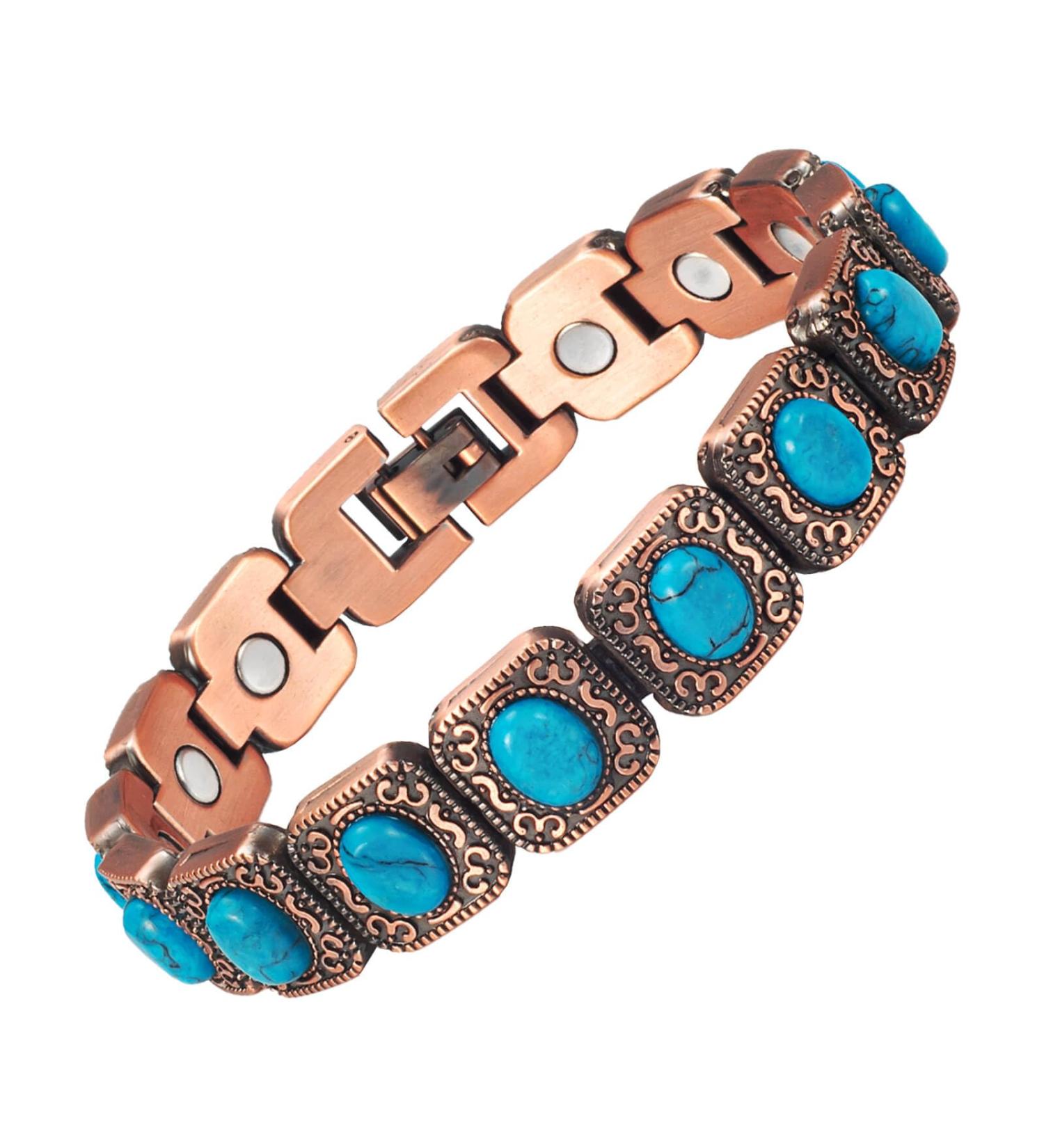 EnerCoppeX Copper Magnetic Bracelet for Women - Turquoise Jewelry with 3500 Gauss Magnet (COB-0171) - Buy Online on SooperMarket.com