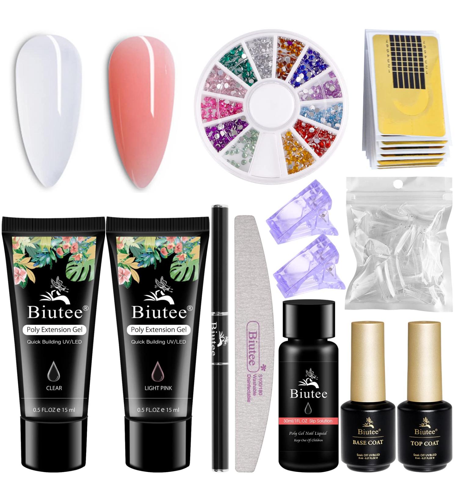 Poly Gel Nail Kit - Crystal Clear Builder Gel for Nail Extensions | DIY Nail Art Set for Beginners - Buy Online on SooperMarket.com