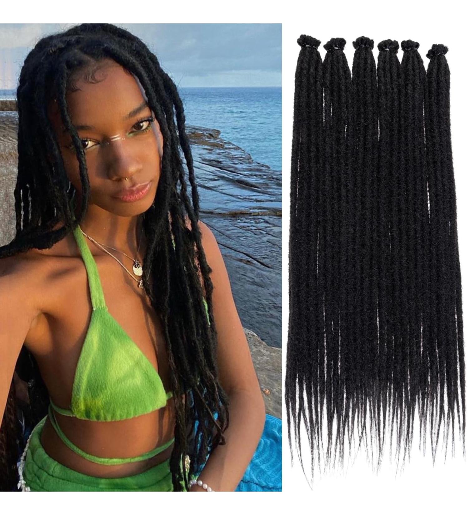 Leeven 18 Inch Dreadlock Extension - 10 Strands Synthetic Reggae Dreads in Black /1B - Buy Online on SooperMarket.com