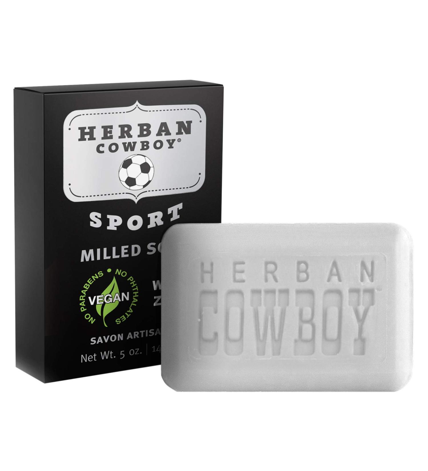 Herban Cowboy Milled Soap Sport 5 oz - Natural, Vegan & Refreshing Clean - Buy Online on SooperMarket.com