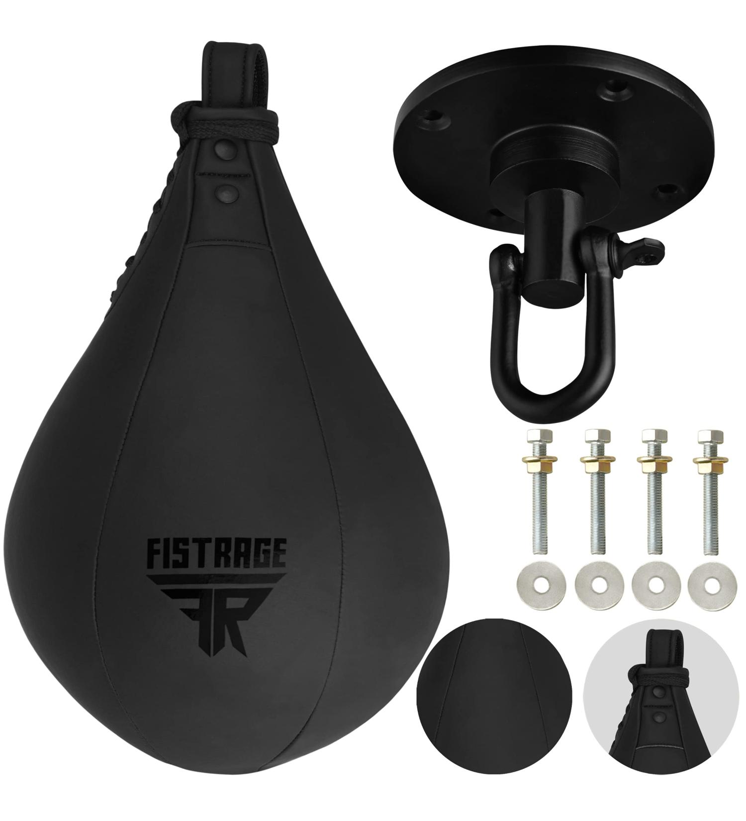 FISTRAGE Speed Ball Boxing Leather MMA Muay Thai Training Punching Dodge Striking Bag Kit - Black - Buy Online on SooperMarket.com