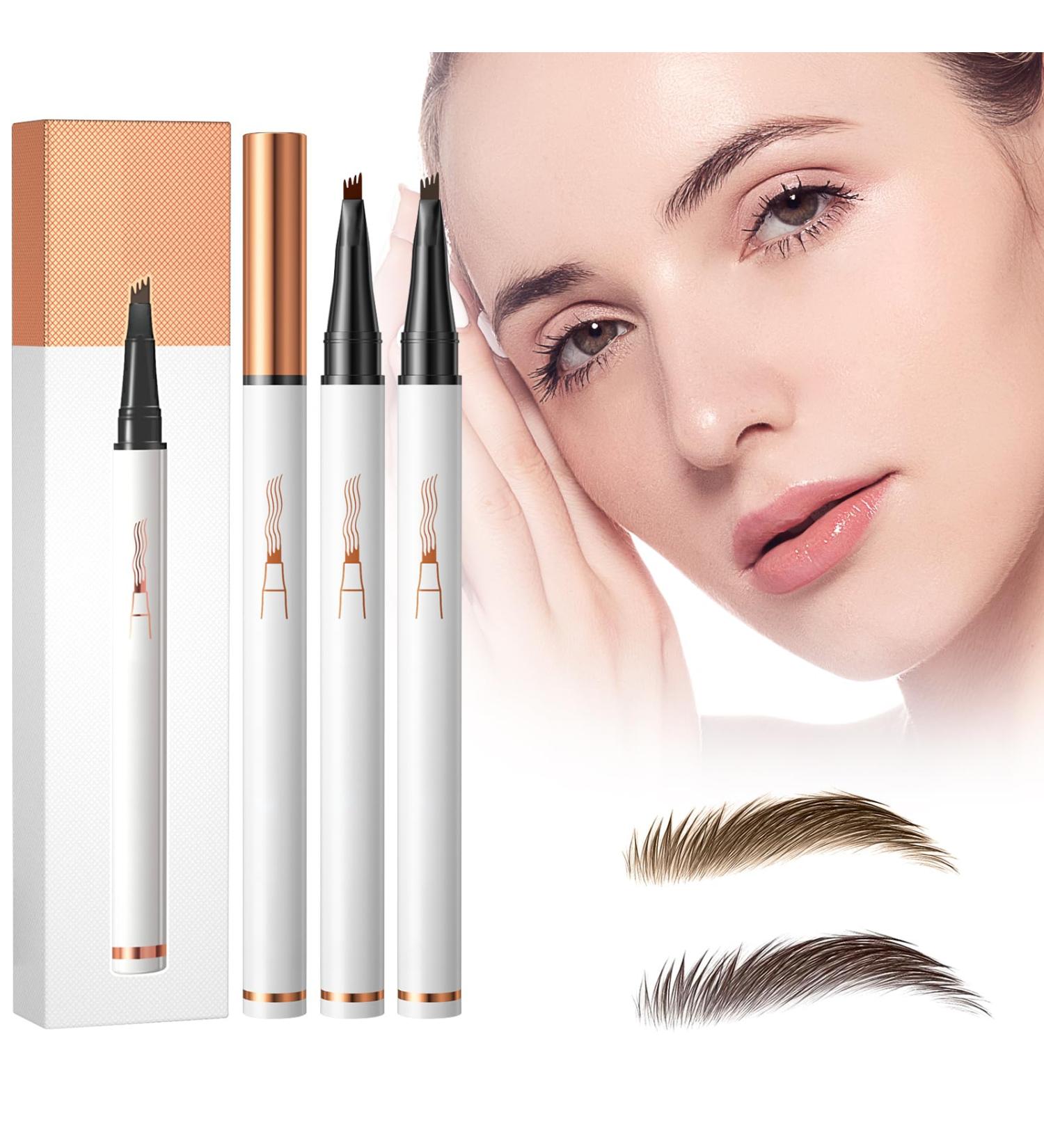 Eyebrow Pencil Kaluofan 2PCS Magic Eyebrow Pencil Eyebrow Pencil with 4 Fork Tip Waterproof Eyebrow Pencil Long-lasting Waterproof Creat Natural and Unique Makeup Look(Light Brown Dark Brown) - Buy Online on SooperMarket.com